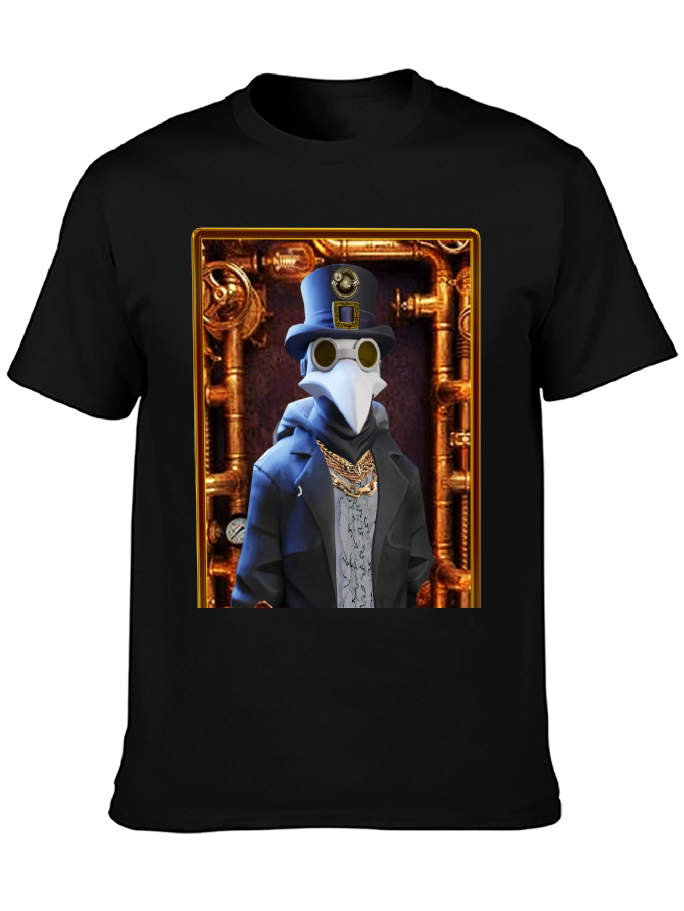 Black Steampunk Plague Doctor Graphic T-Shirt - Unique Design view 3