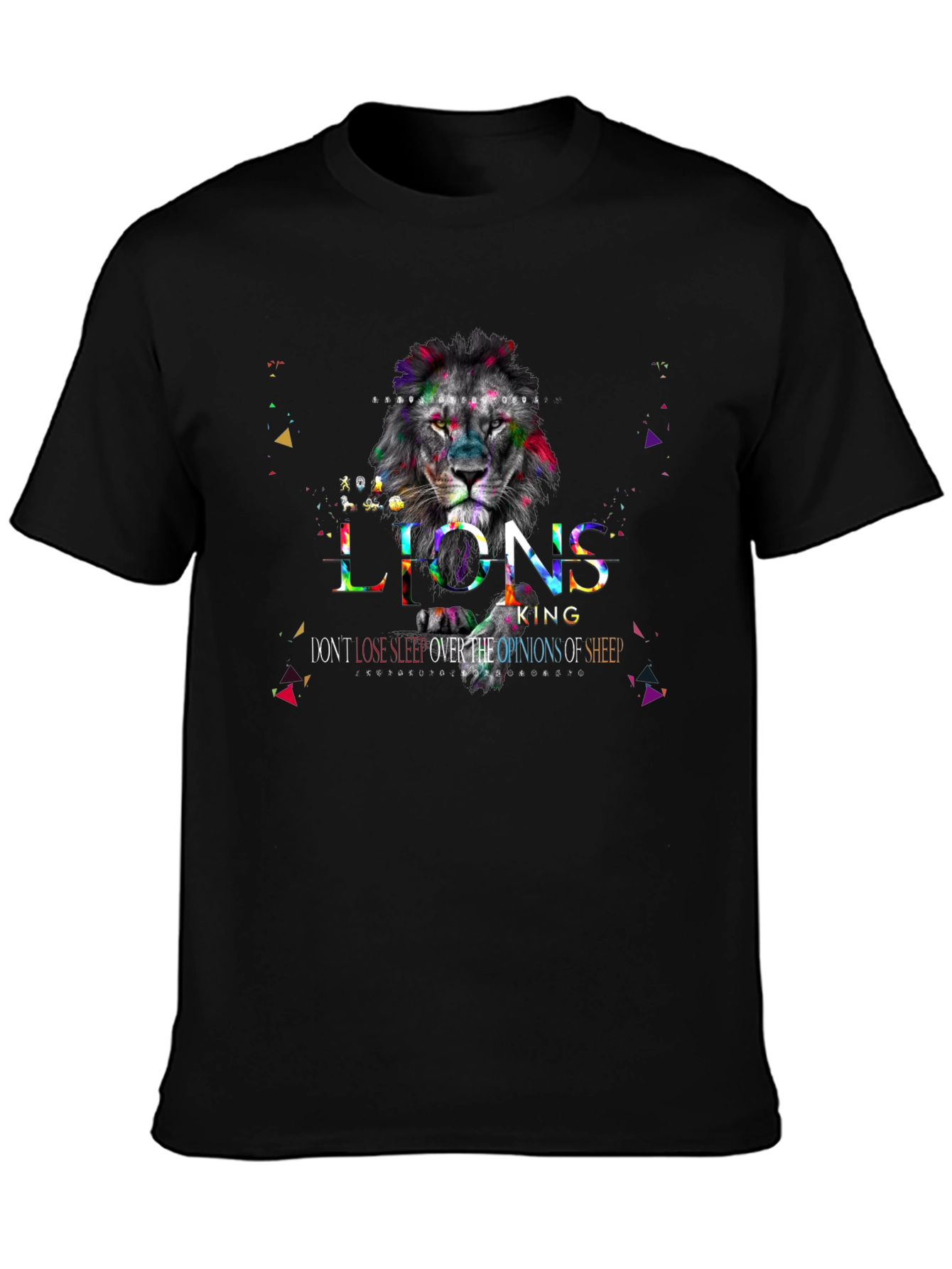 Black Lion King Graphic Print Black T-Shirt view 3