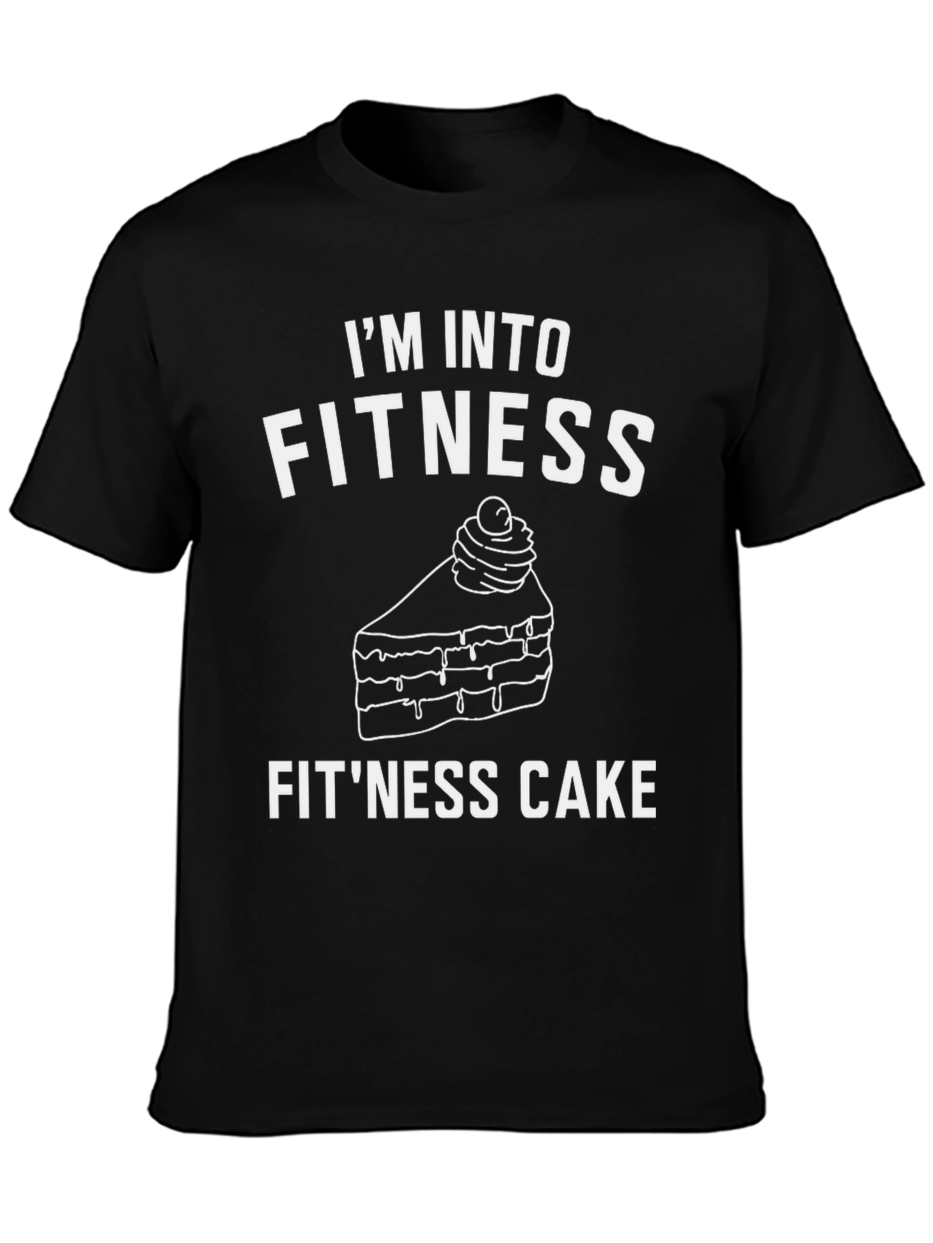 Black Fitness Cake Graphic T-Shirt - Funny Foodie Tee view 3