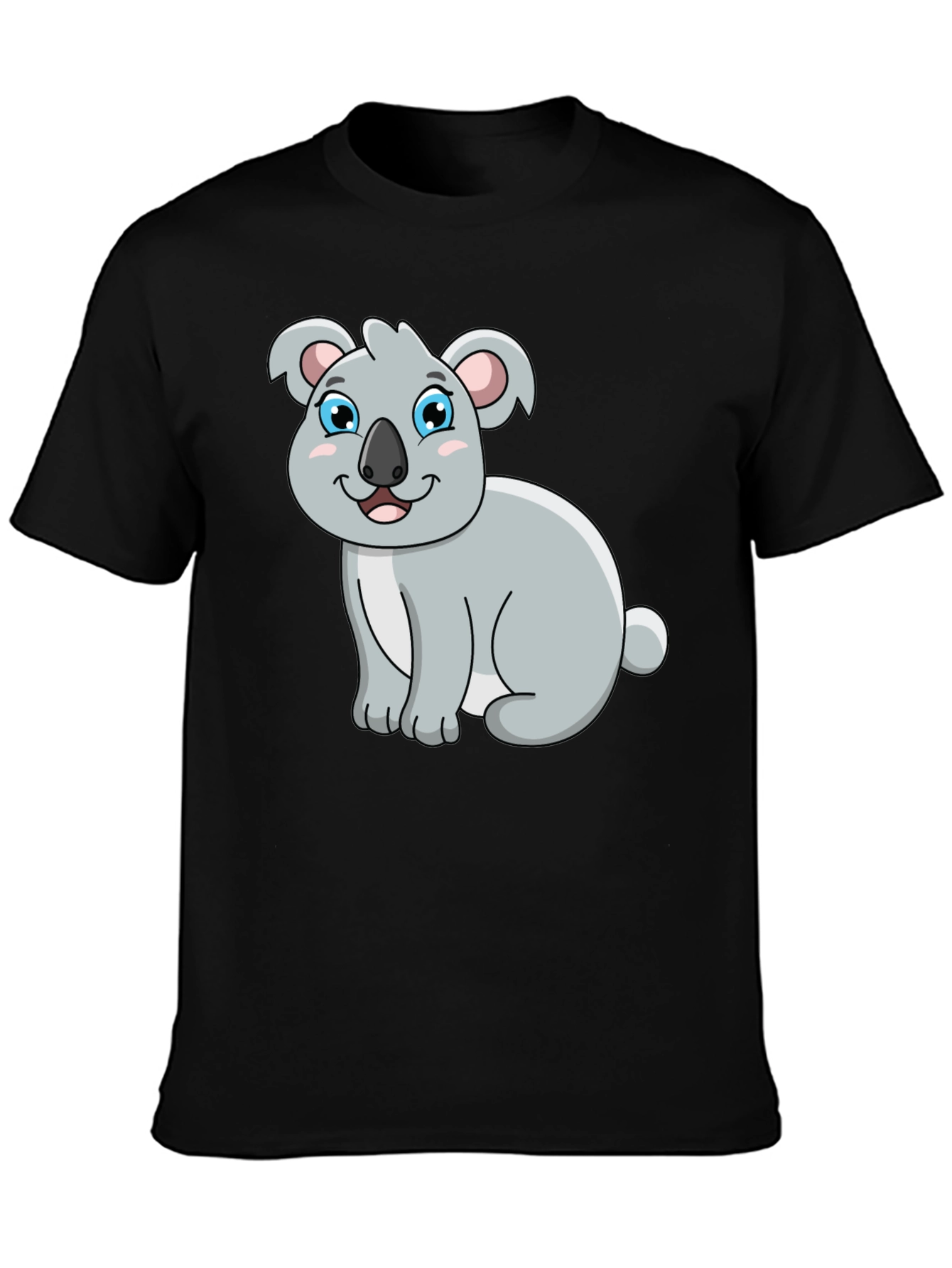 Black Cute Koala Bear Graphic Tee - Black Unisex T-Shirt view 3
