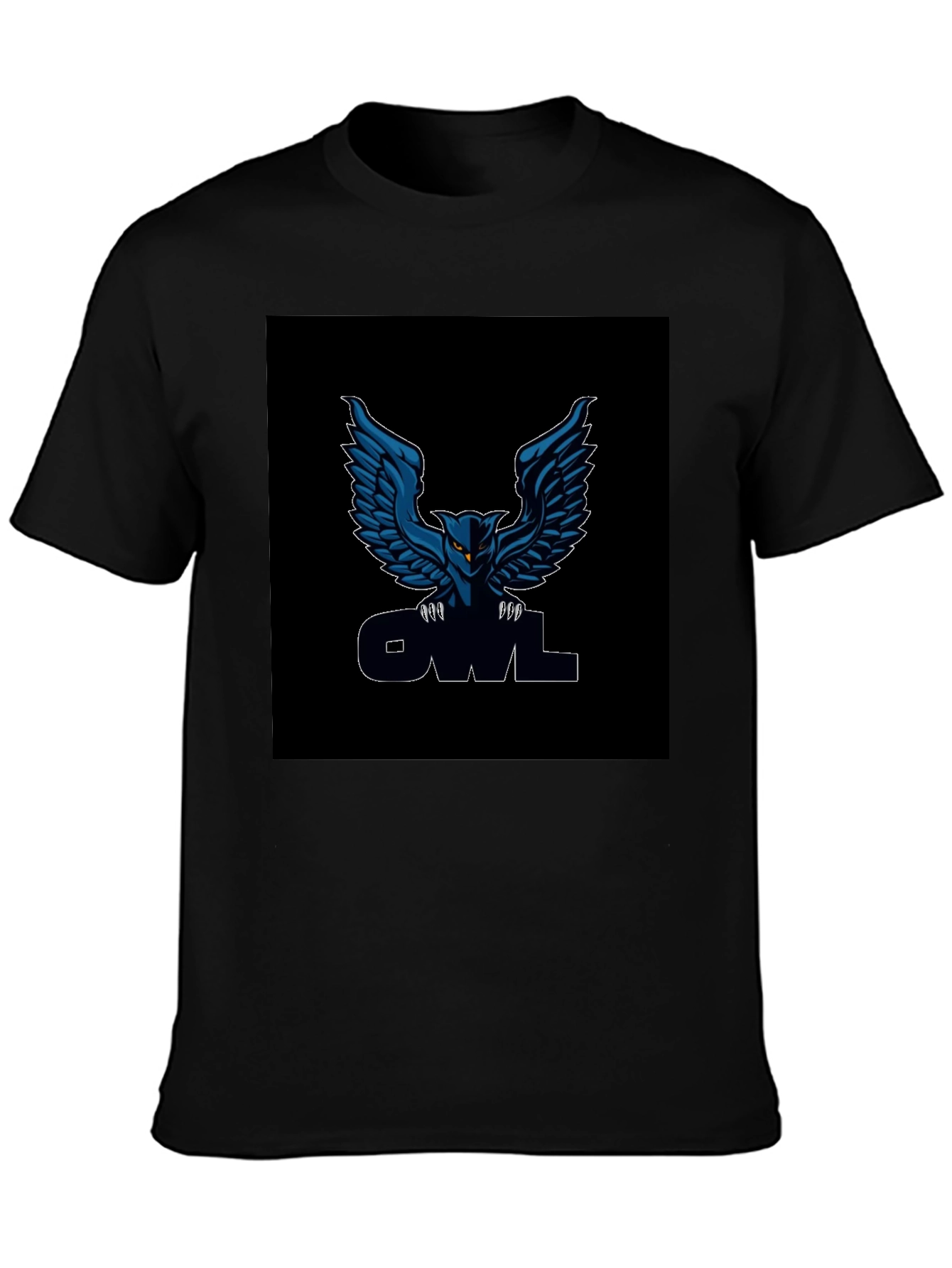 Black Men's Black Owl Graphic T-Shirt view 3