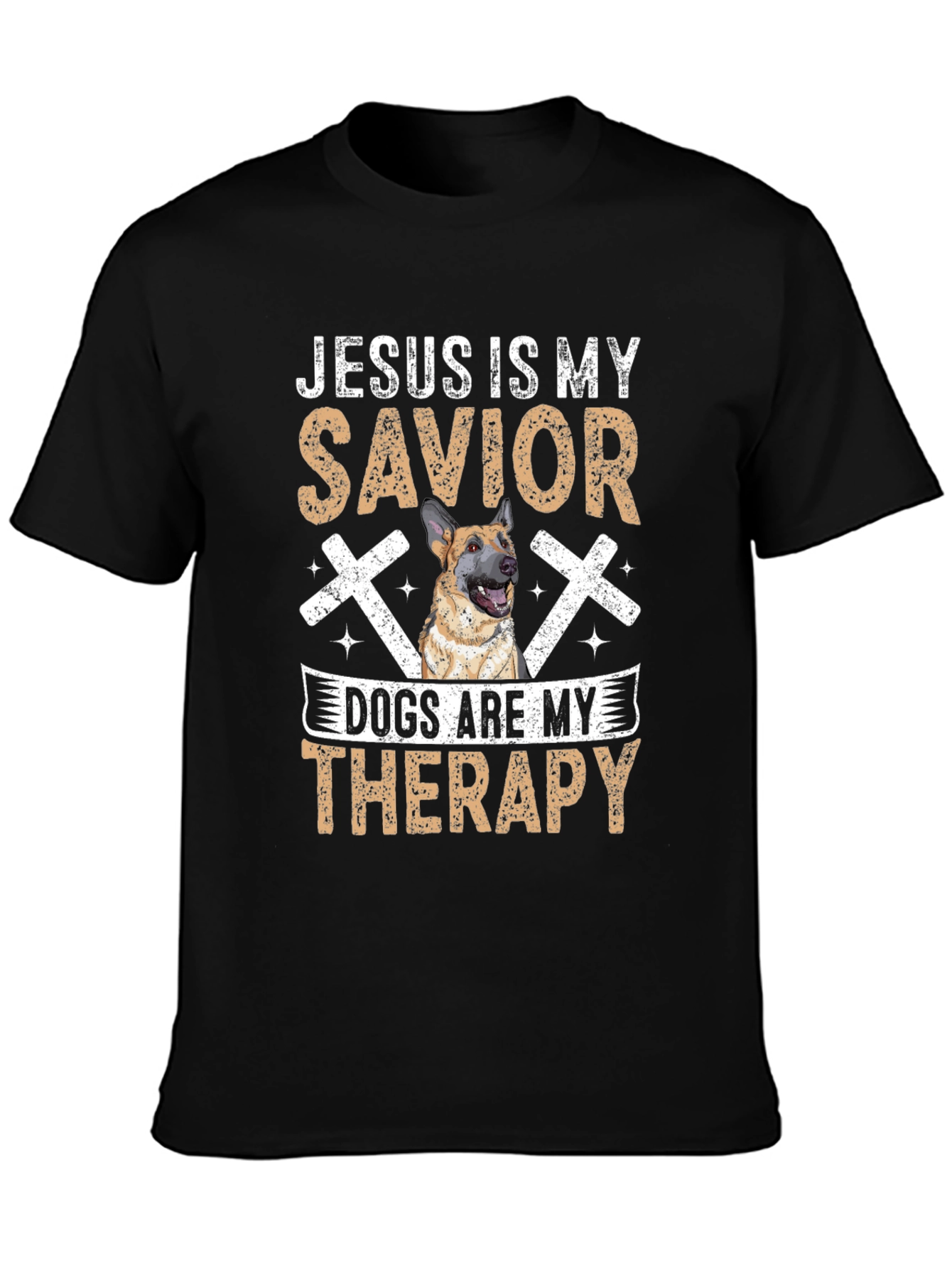 Jesus is My Savior, Dogs Are My Therapy T-Shirt - 3