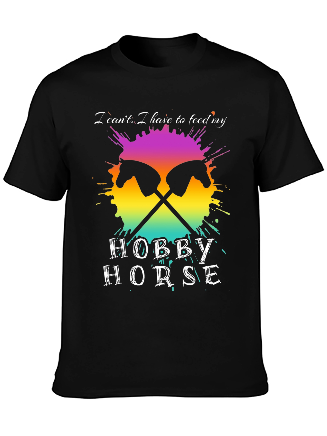 Black Hobby Horse Graphic Tee - Novelty Shirt for Horse Lovers view 3