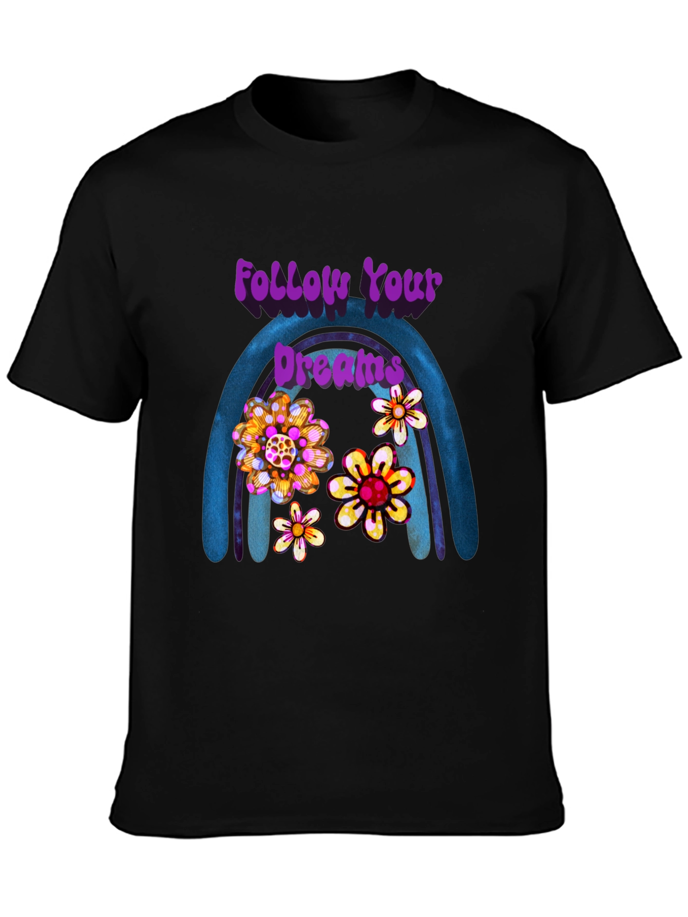 Black Follow Your Dreams Floral Rainbow Tee view 3