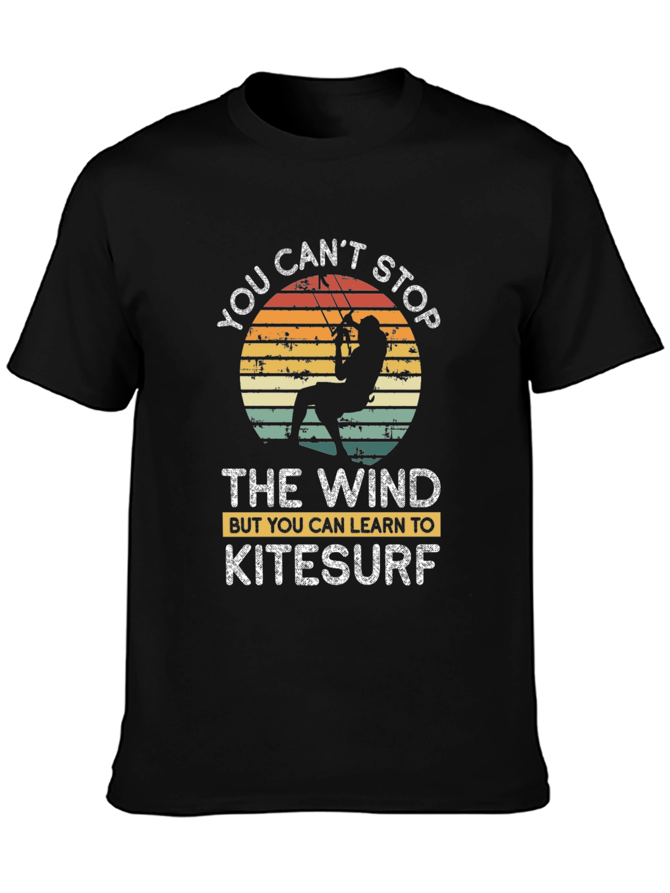 Black Kitesurf T-Shirt - You Can't Stop The Wind - Unisex view 3
