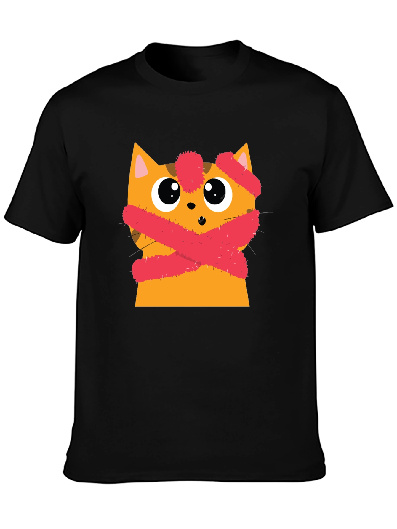 Black Cute Cat with Crossed Bandages Graphic Tee view 3