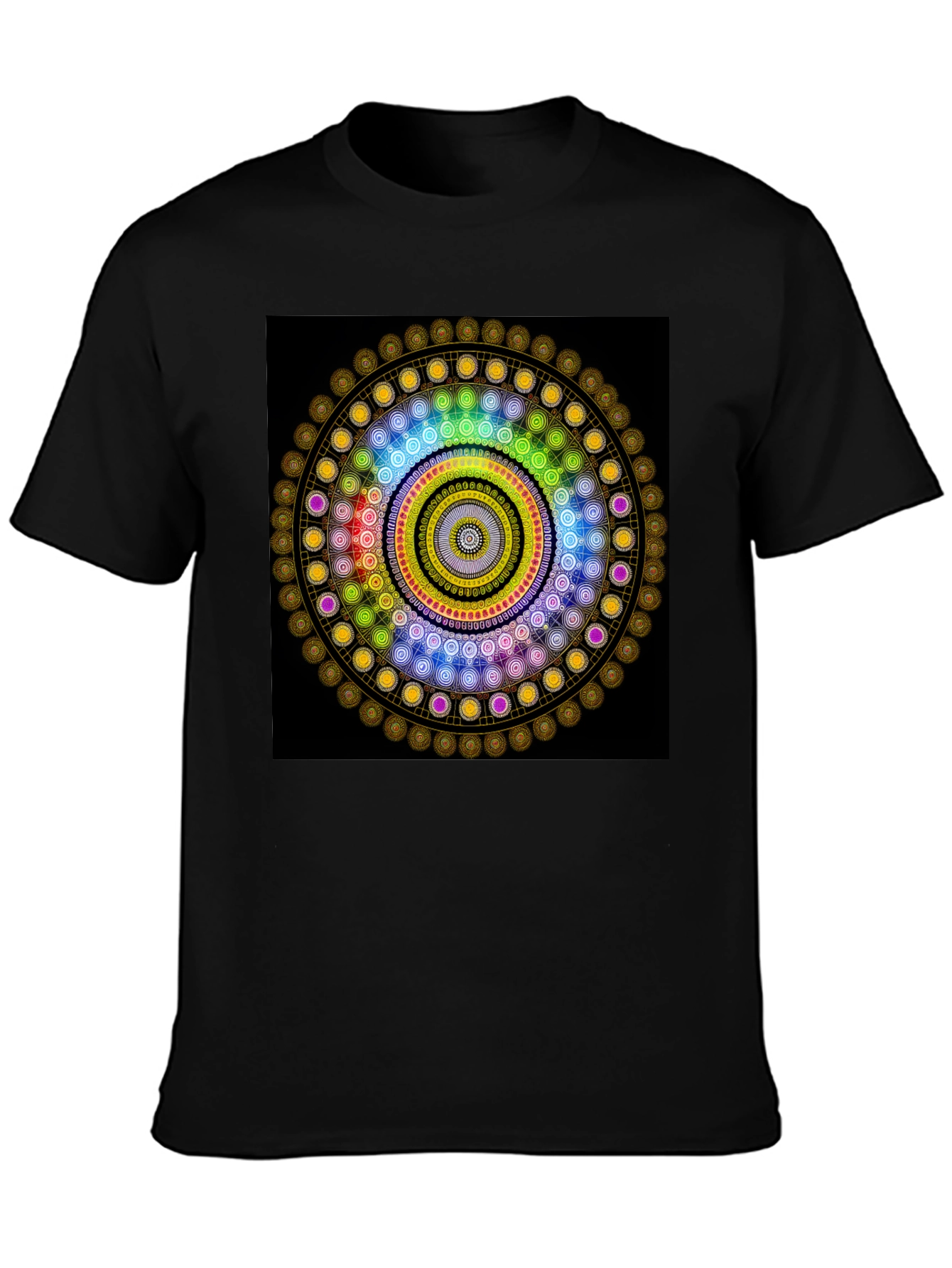 Black Geometric Mandala Graphic Black T-Shirt view 3