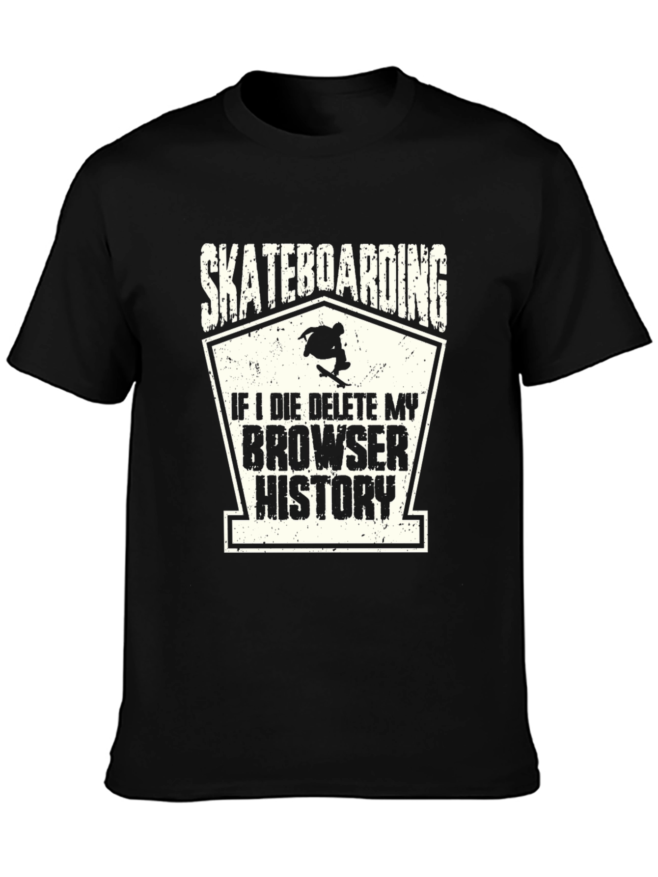 Black Skateboarding Browser History T-Shirt view 3