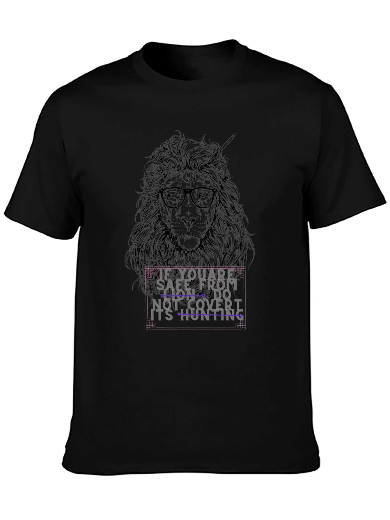 Black Lion Graphic Tee - "Safe From Lion, Do Not Covert" view 3