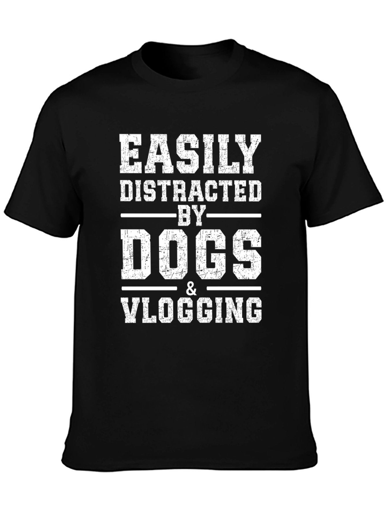 Black Easily Distracted By Dogs & Vlogging T-Shirt view 3