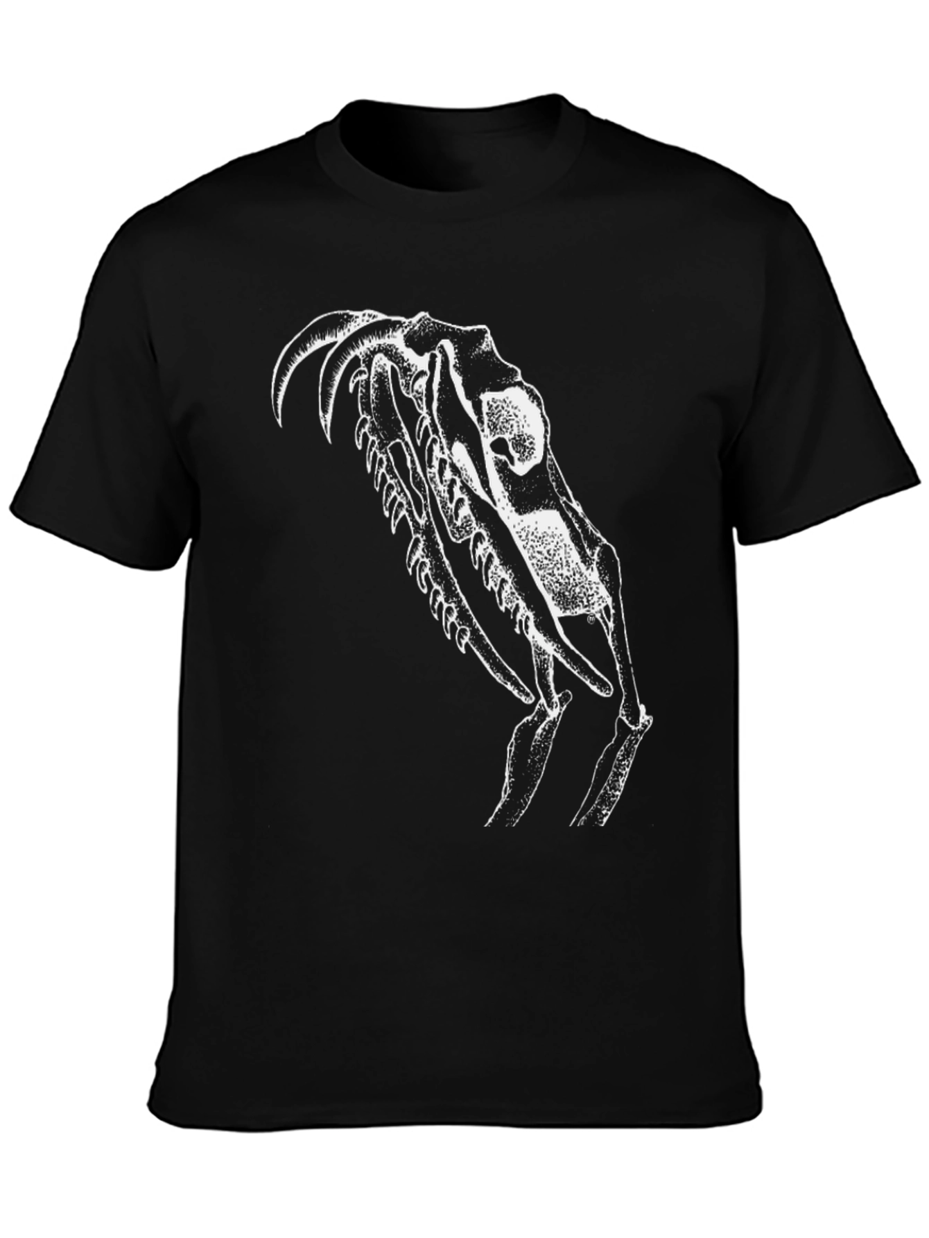 Black Black T-Shirt with White Skull Graphic view 3