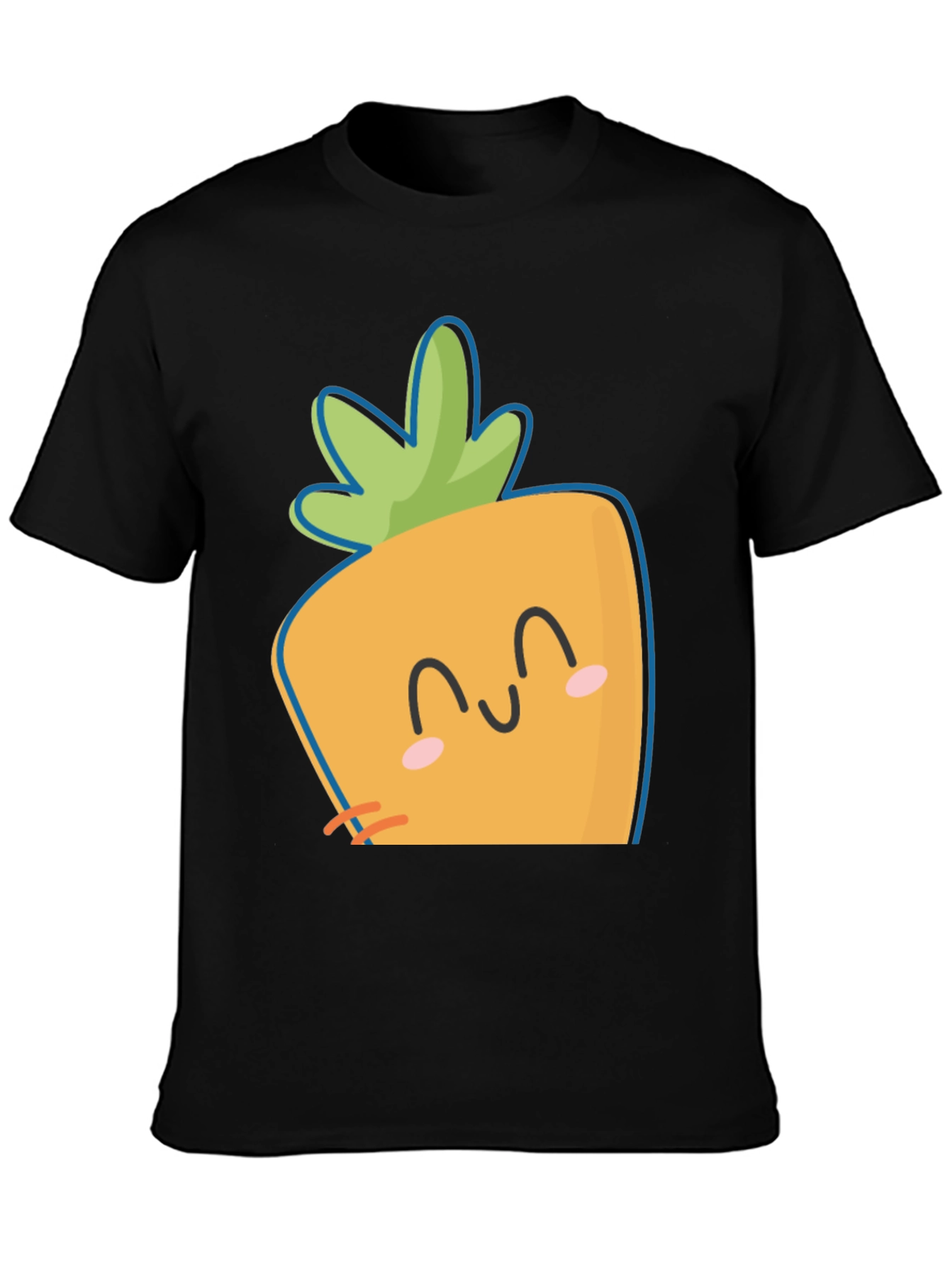 Black Cute Carrot Face Graphic Tee - Black Cotton Casual Shirt view 3
