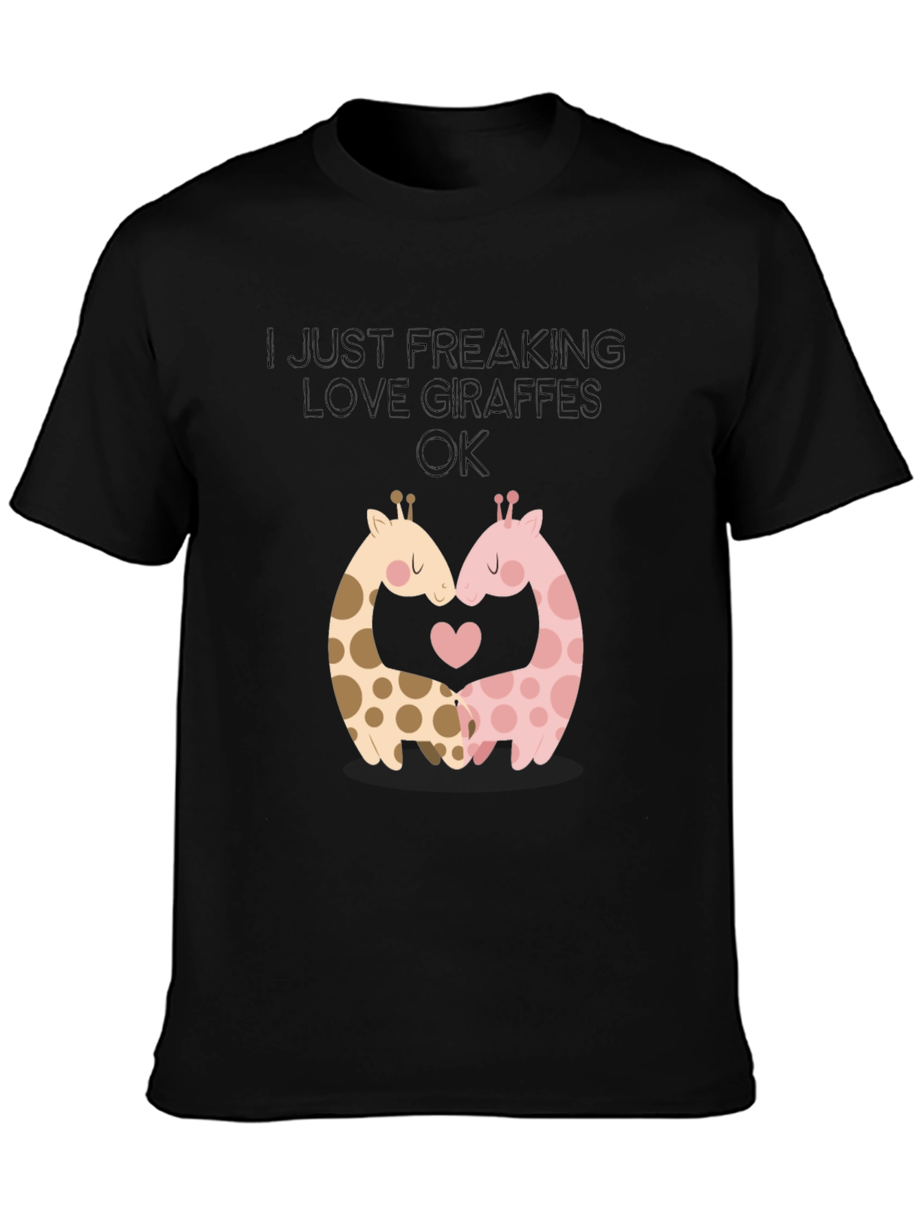 Black I Love Giraffes Graphic T-Shirt view 3