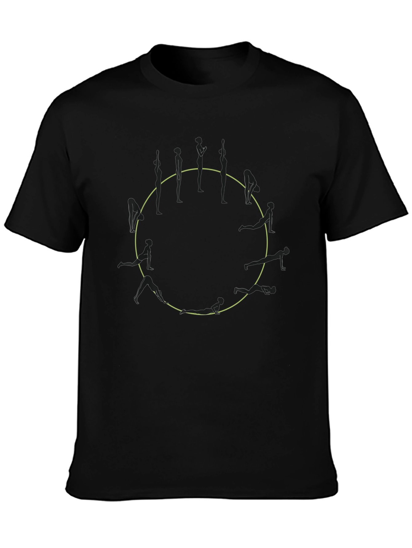 Black Yoga Poses Circle Graphic Black Tee view 3