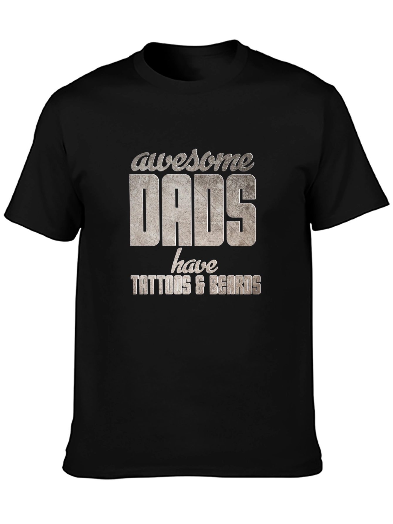Black Awesome Dads Tattoo & Beard T-Shirt view 3