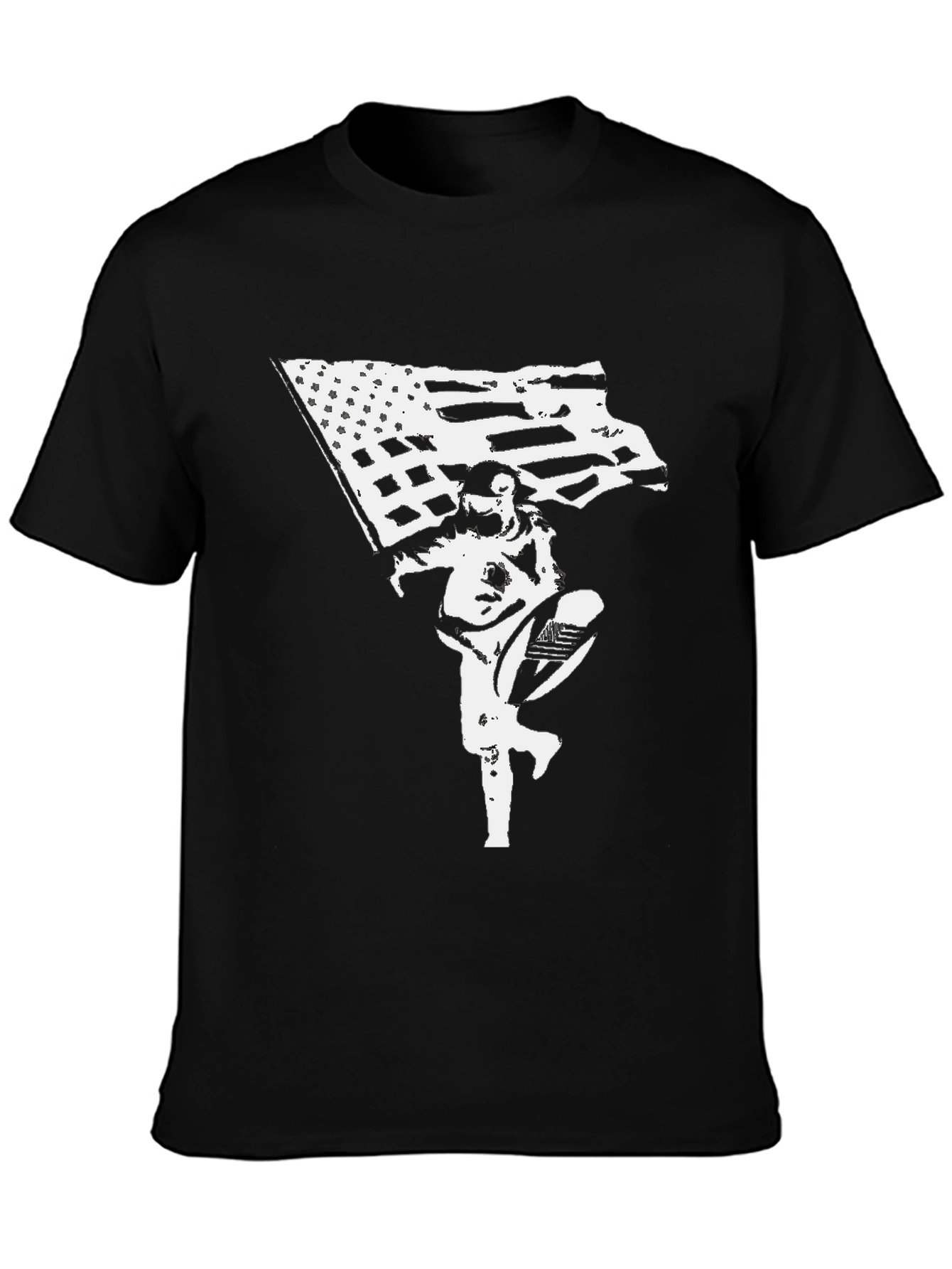 Black American Flag Astronaut Black T-Shirt view 3