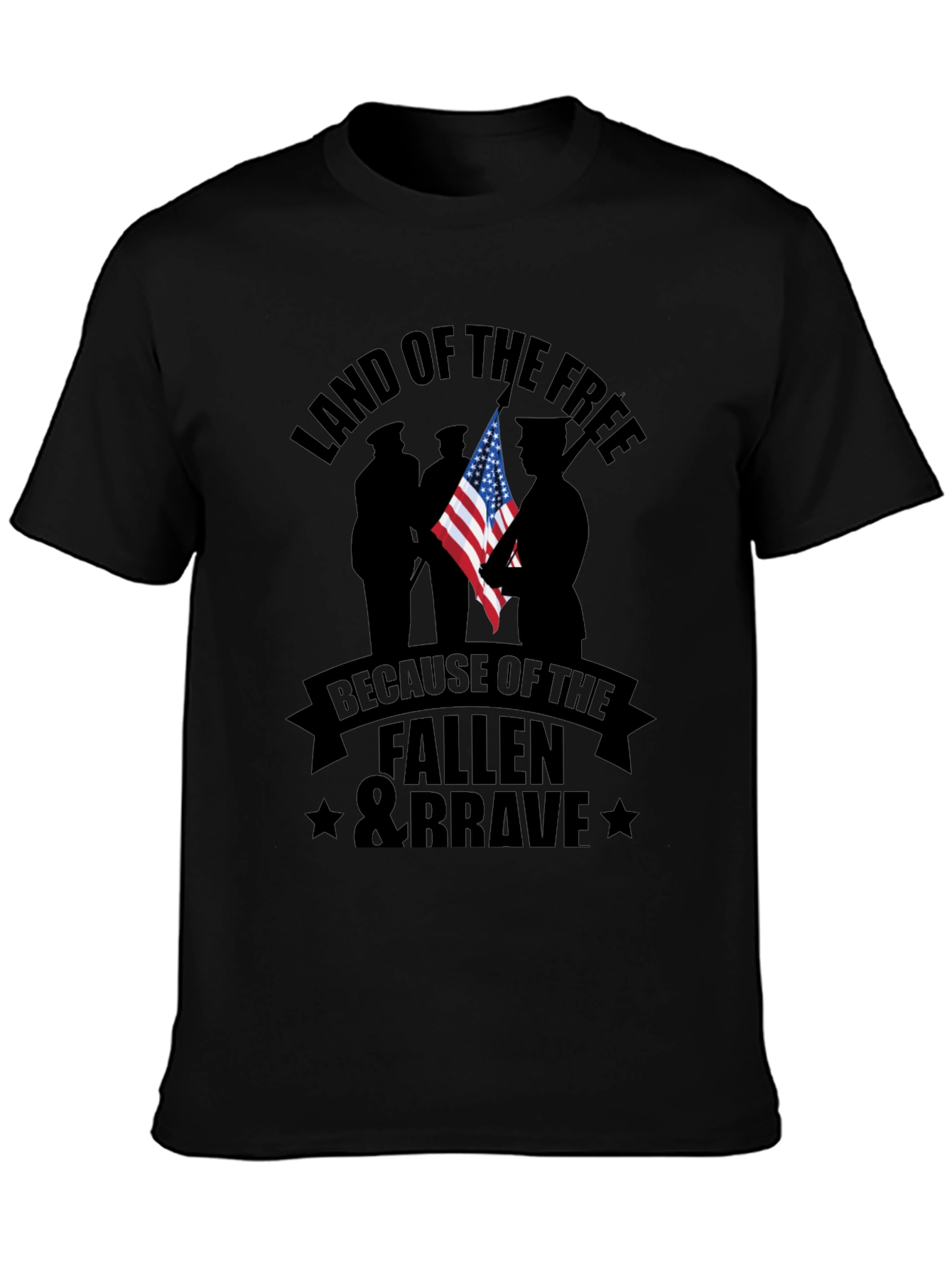 Black Land of the Free Fallen & Brave Graphic Tee view 3
