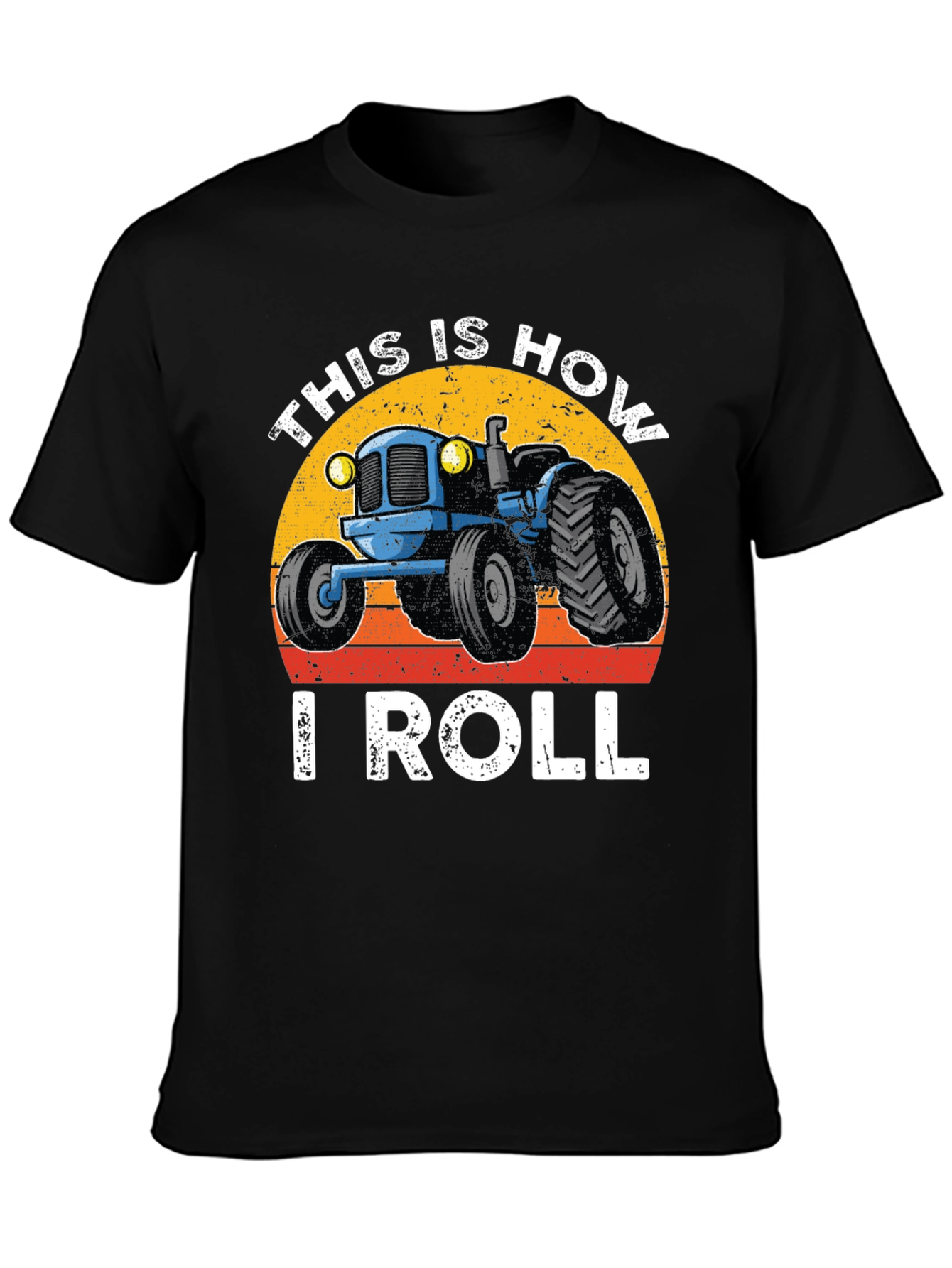 Black This is How I Roll Tractor Graphic Tee view 3