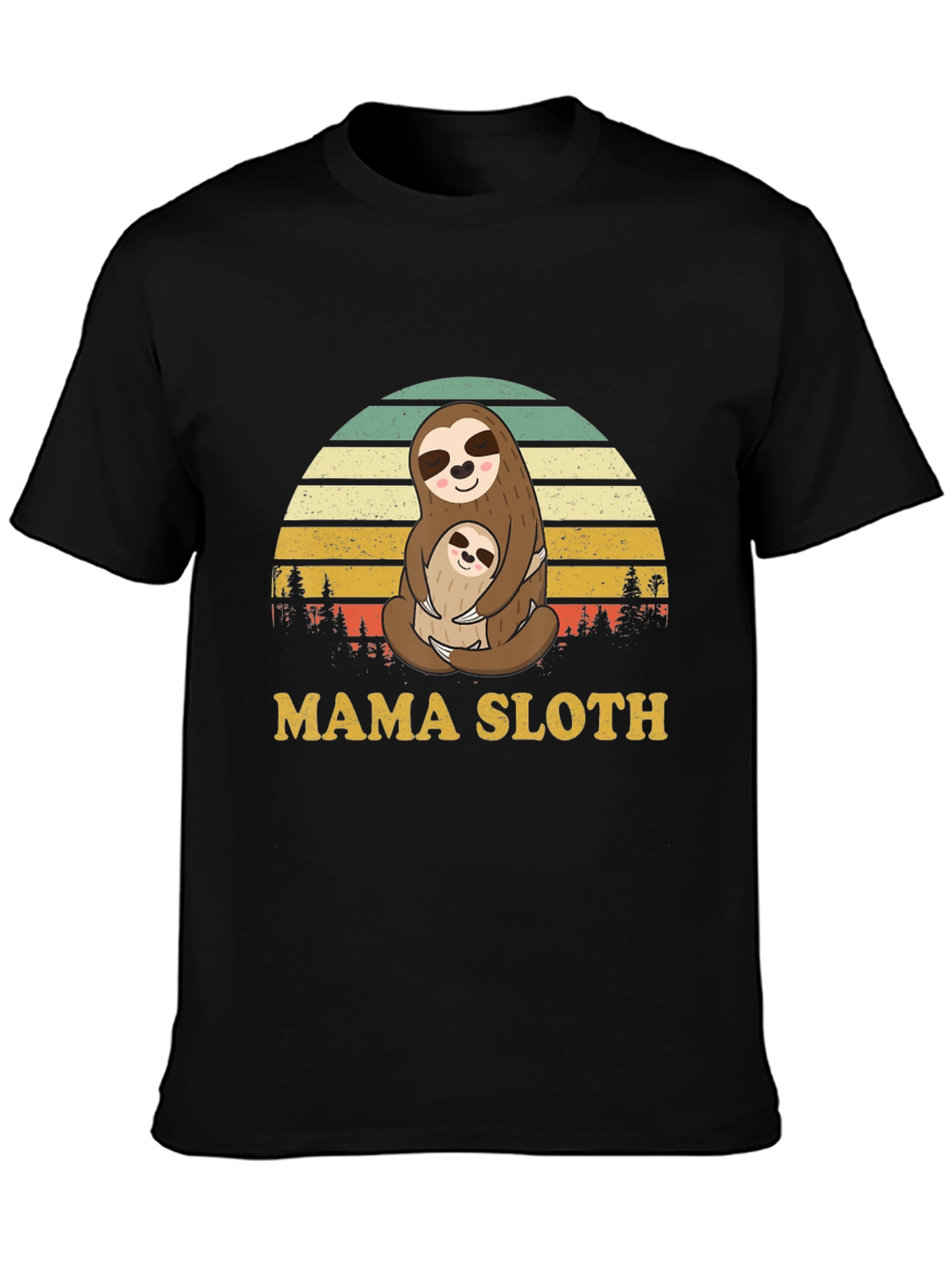 Black Mama Sloth T-Shirt - Cute Mother's Day Gift view 3