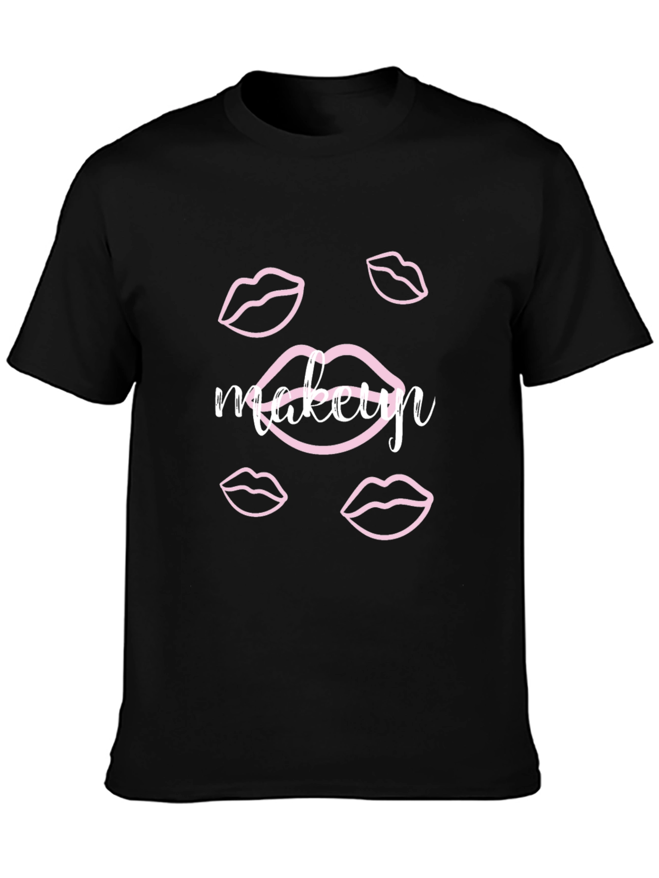 Black Makeup Lips Graphic Black T-Shirt view 3