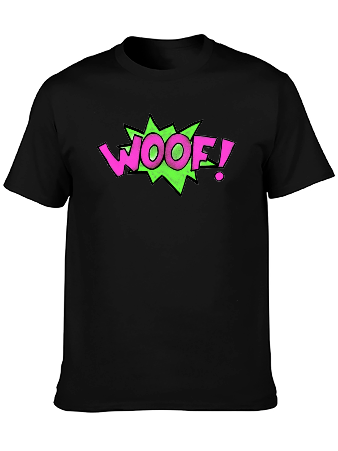 Black Woof! Graphic Print Crew Neck Black T-Shirt view 3