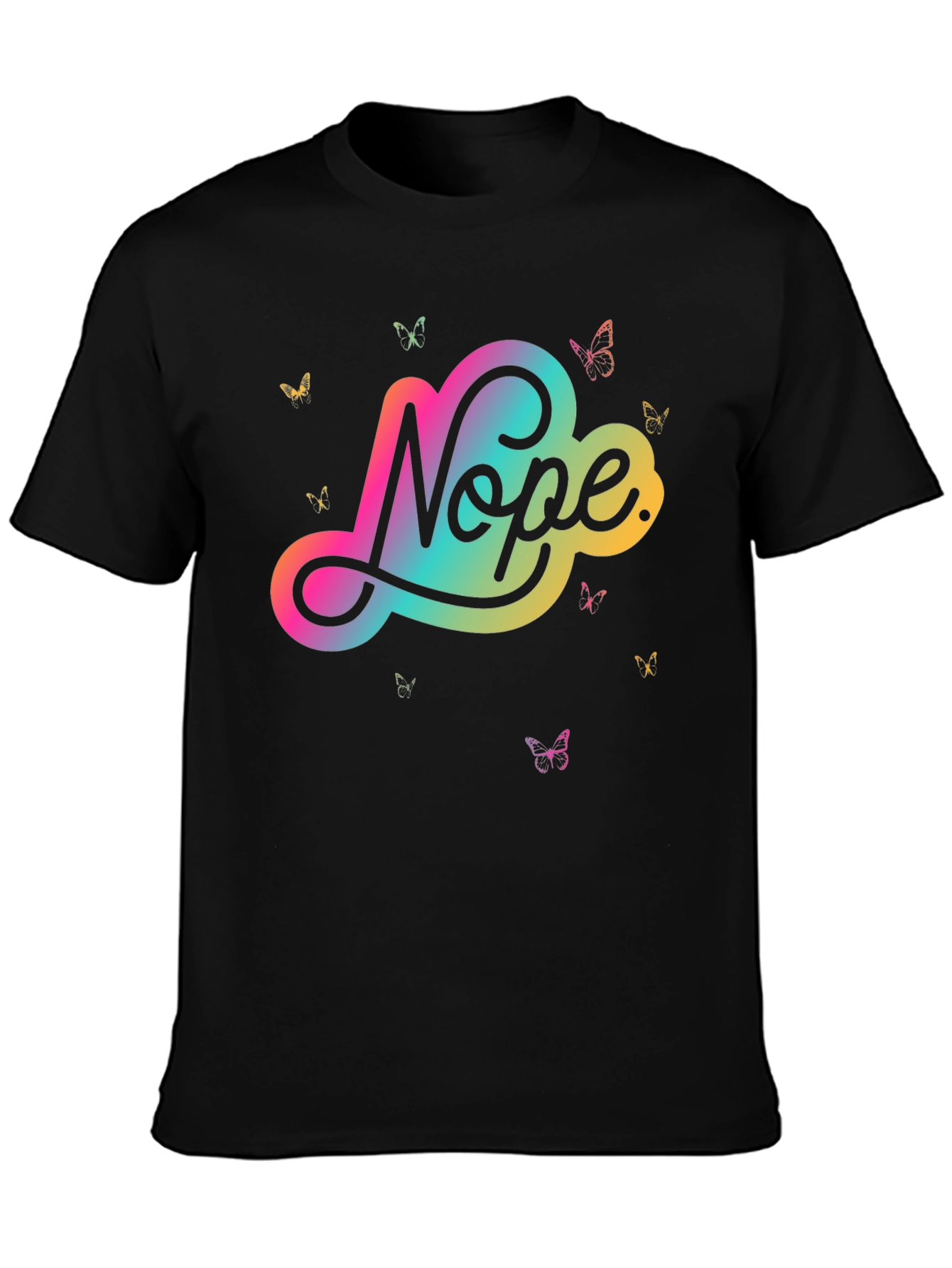 Black Nope Butterfly Graphic Tee - Modern Casual Style view 3