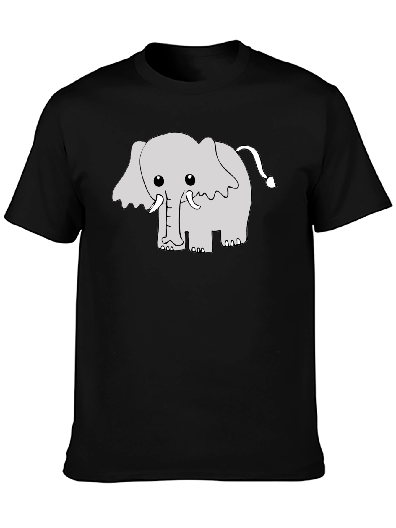 Black Cute Cartoon Elephant Graphic Tee - Black view 3