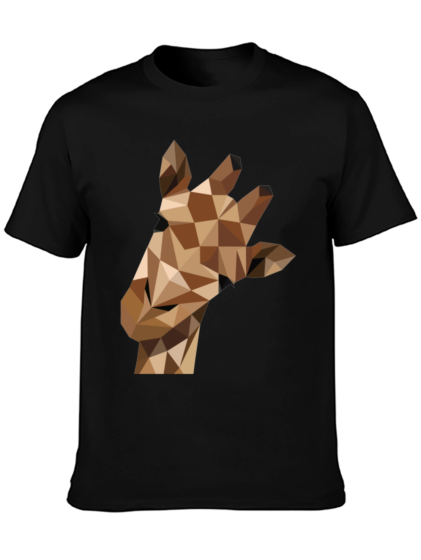 Black Geometric Giraffe Tee - Modern Animal Print Shirt view 3