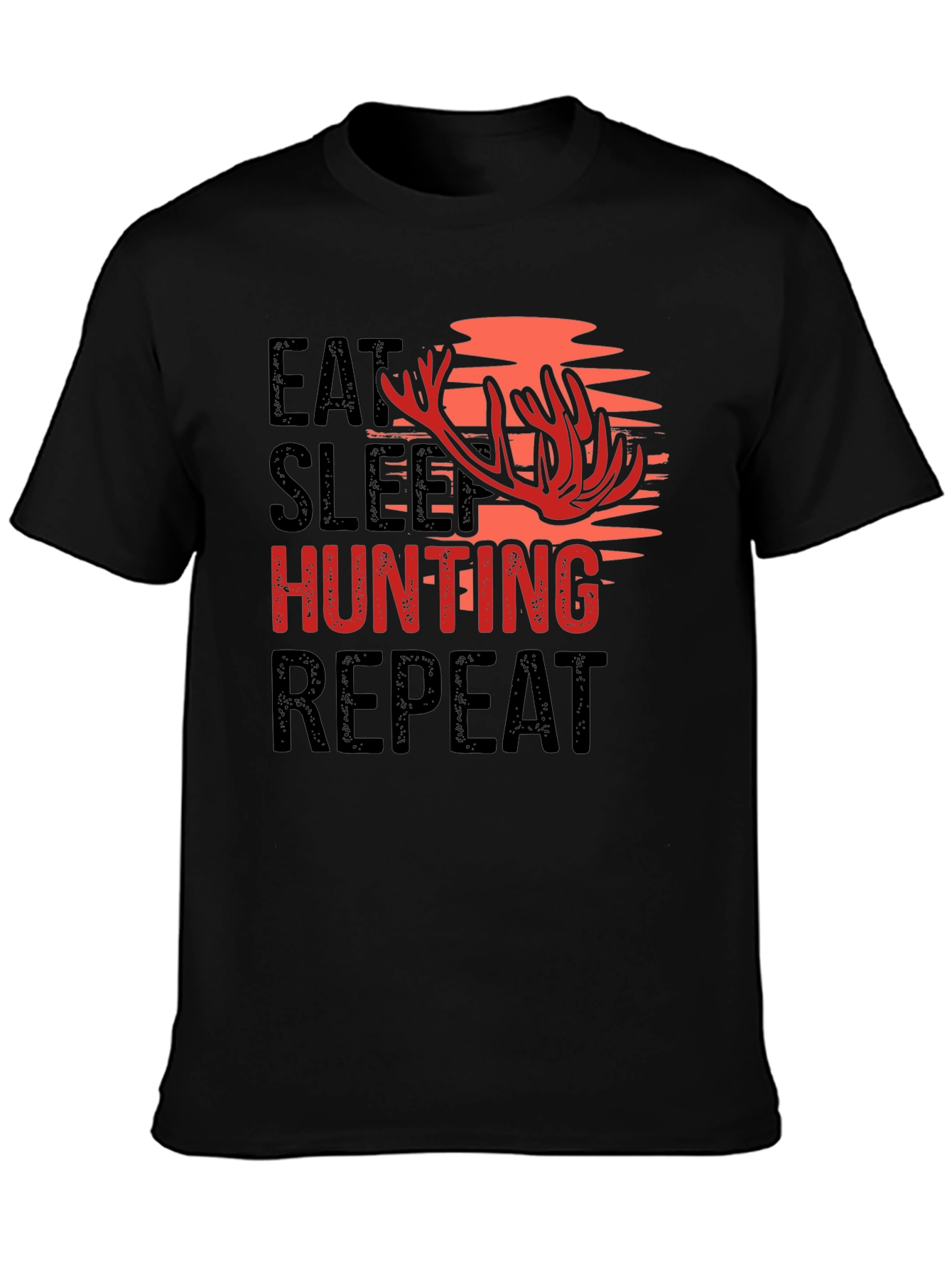 Black Eat Sleep Hunting Repeat Graphic Tee view 3