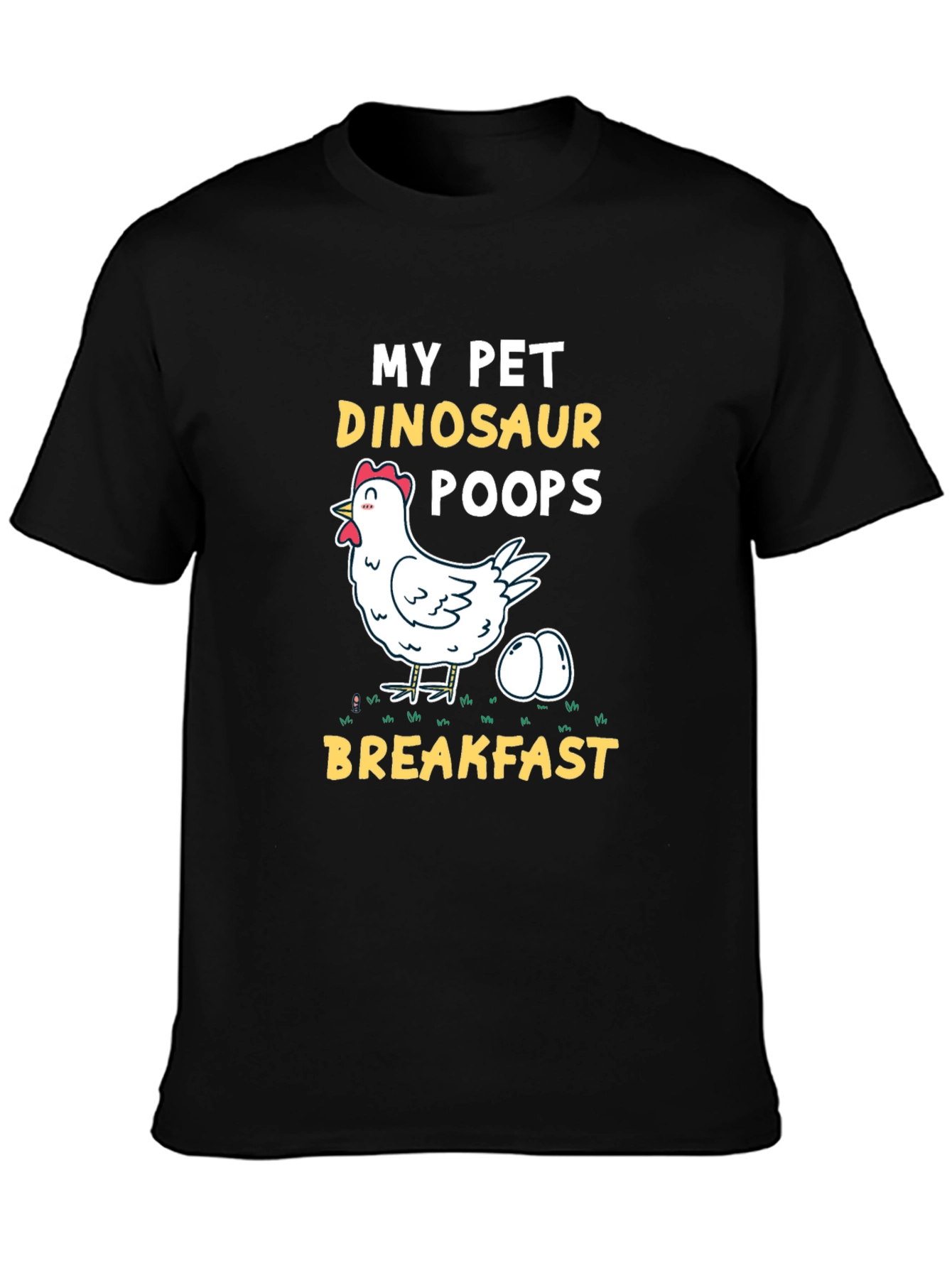 Black My Pet Dinosaur Chicken T-Shirt - Novelty Breakfast Tee view 3