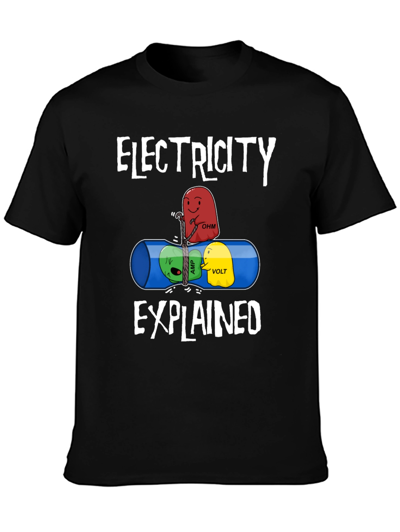 Black Electricity Explained Graphic T-Shirt view 3