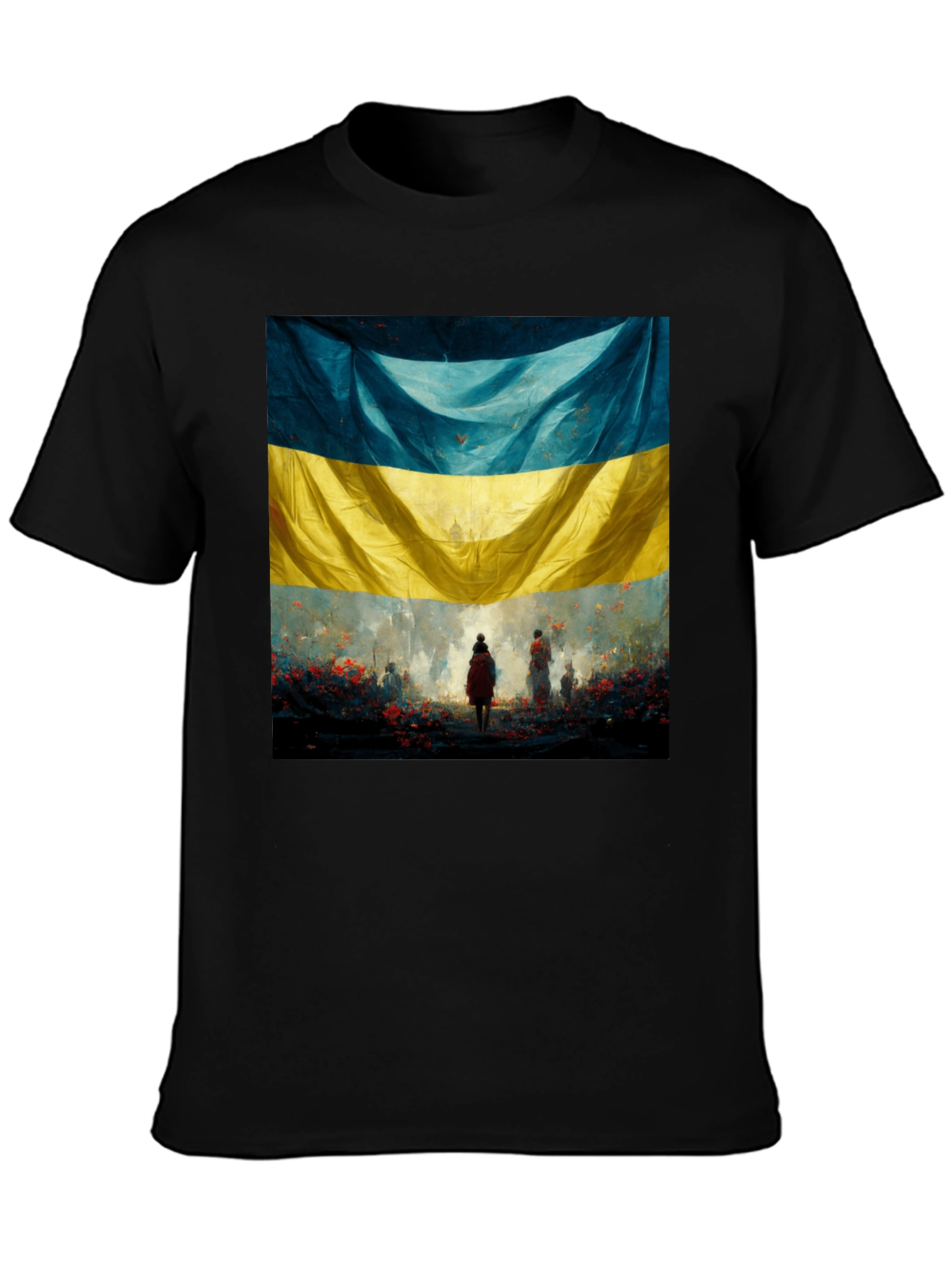 Black Ukraine Flag Art Graphic T-Shirt view 3