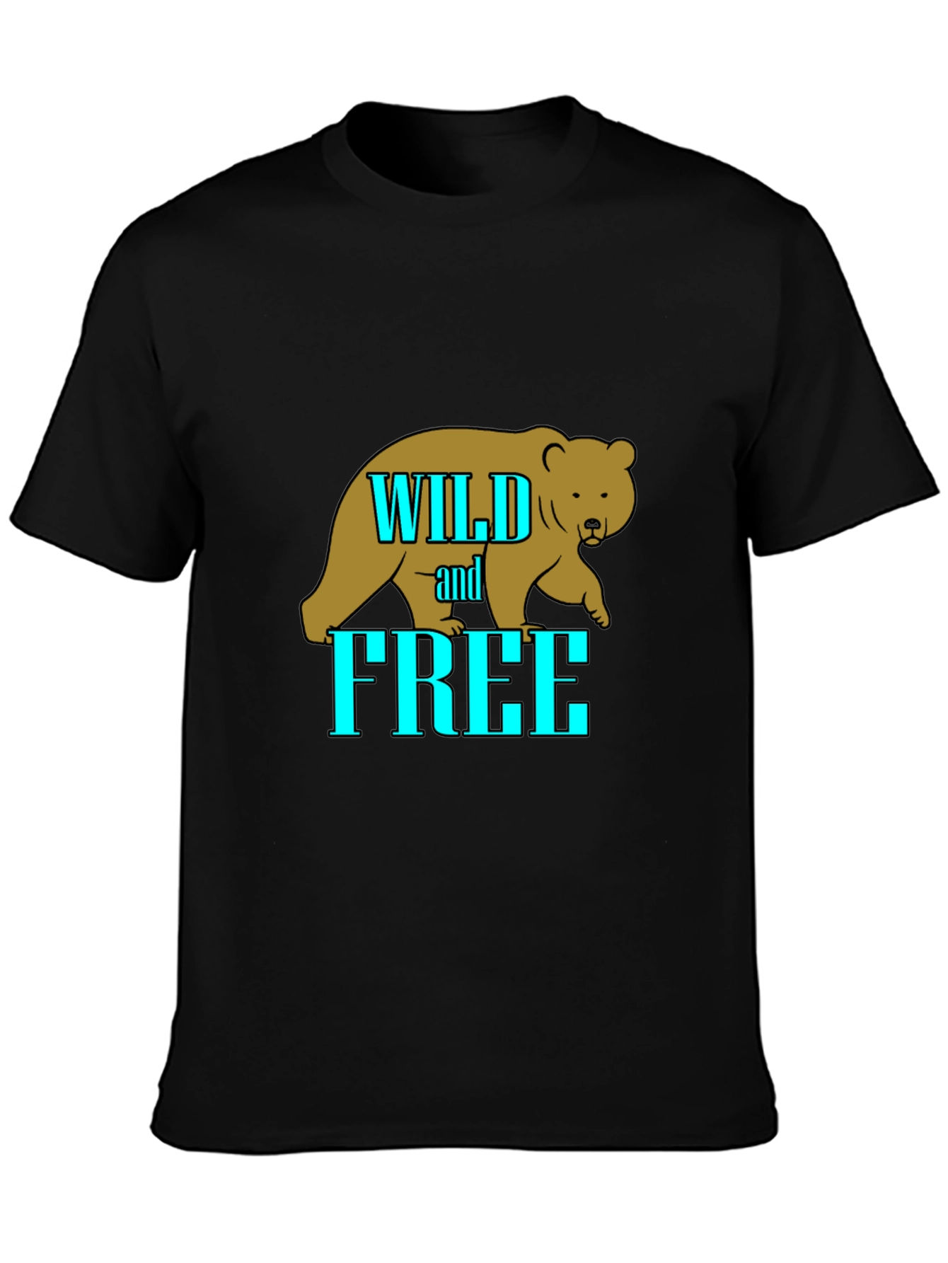 Black Wild and Free Bear Graphic T-Shirt - Black view 3