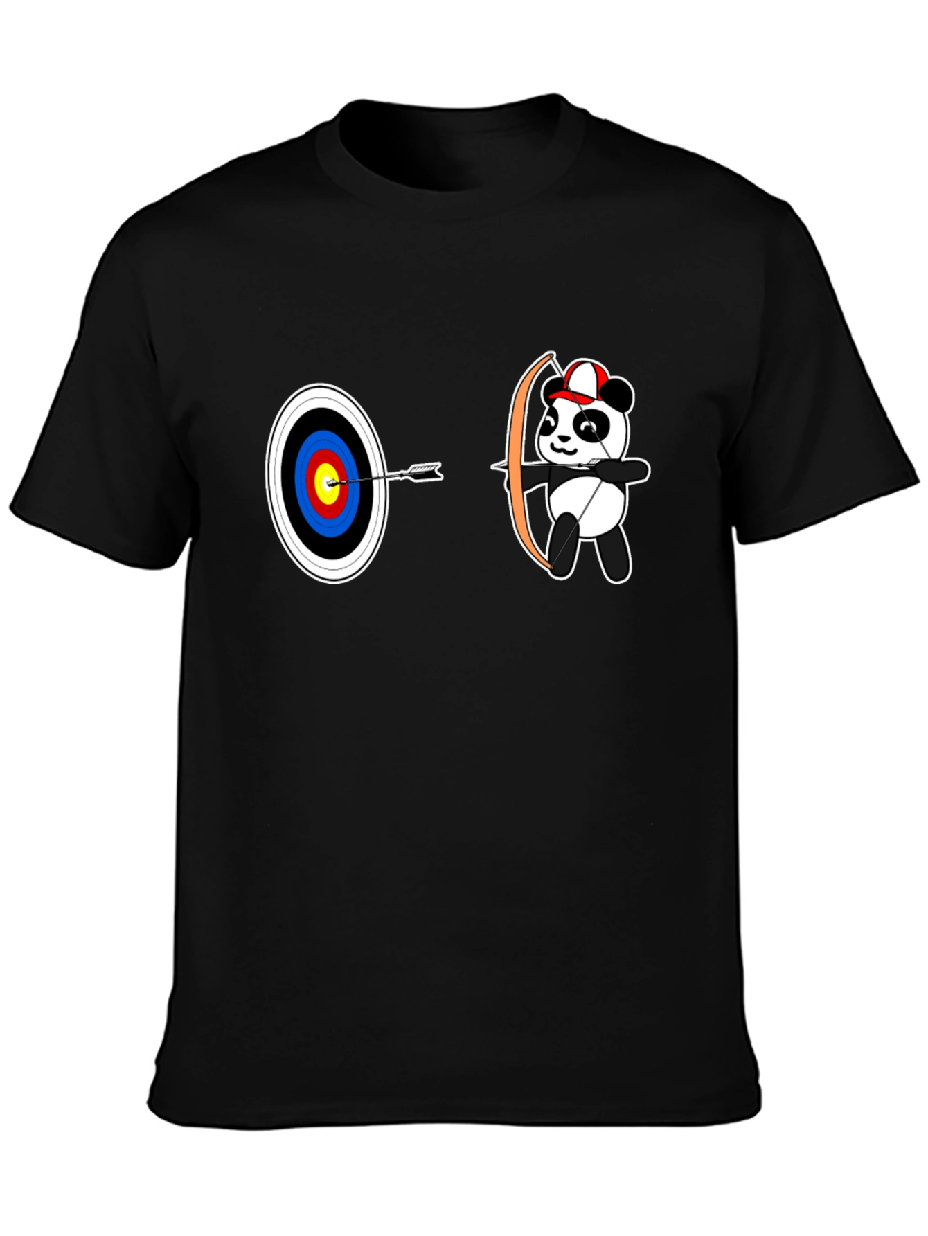 Black Archery Panda Graphic Tee - Black Cotton T-Shirt view 3