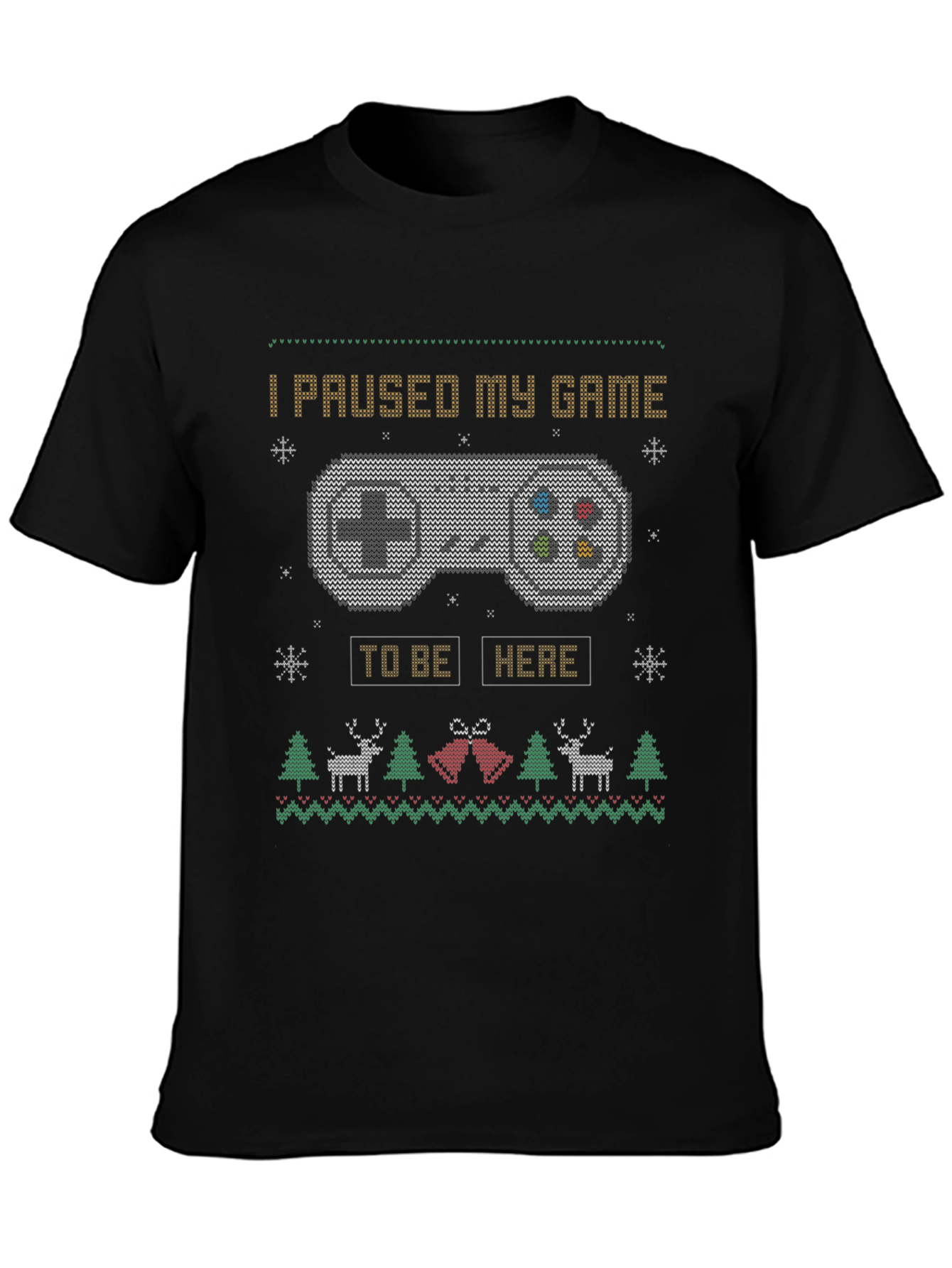 Black Gamer Holiday T-Shirt - I Paused My Game view 3