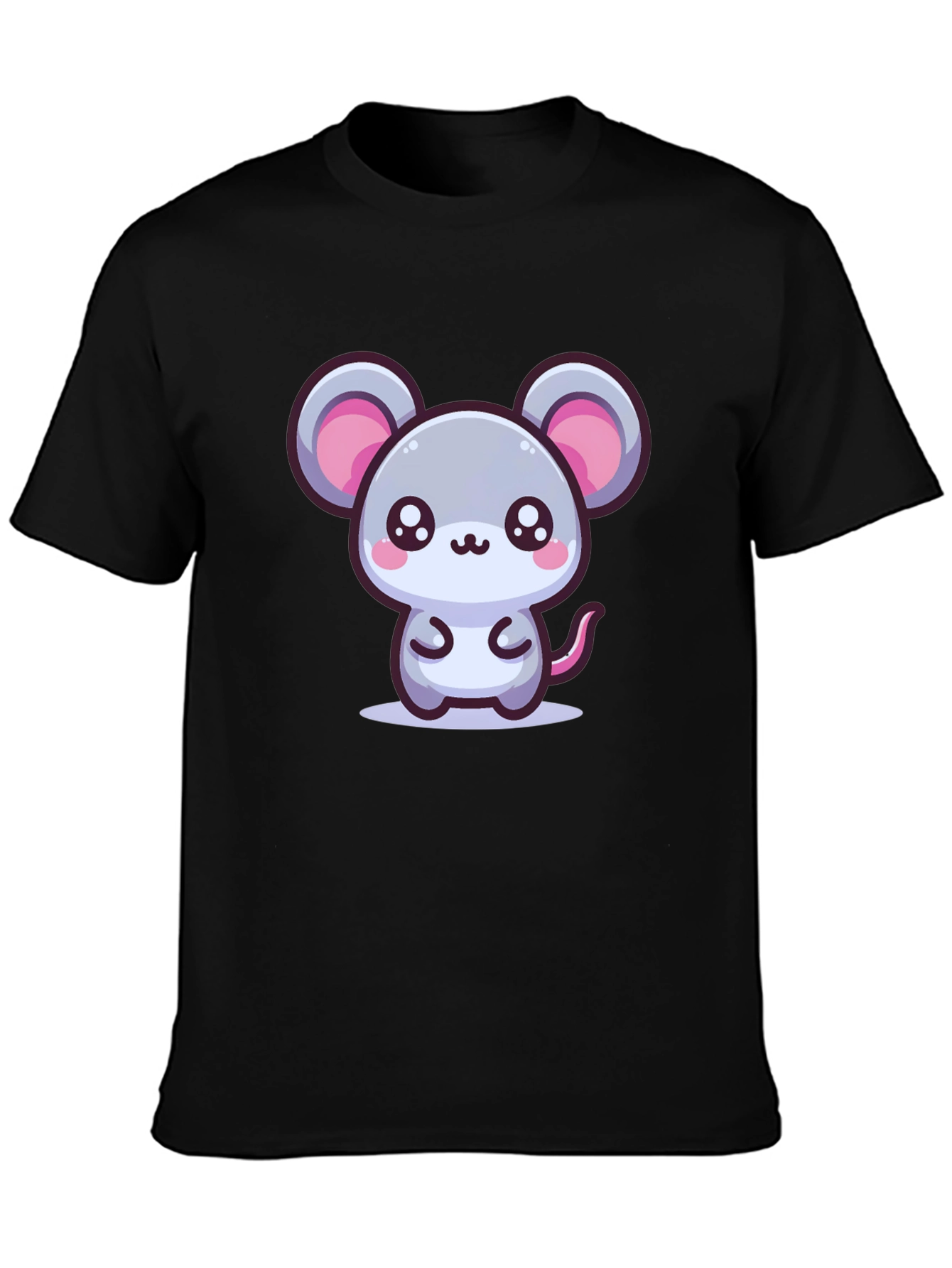 Black Cute Mouse Graphic Tee - Kawaii Style view 3