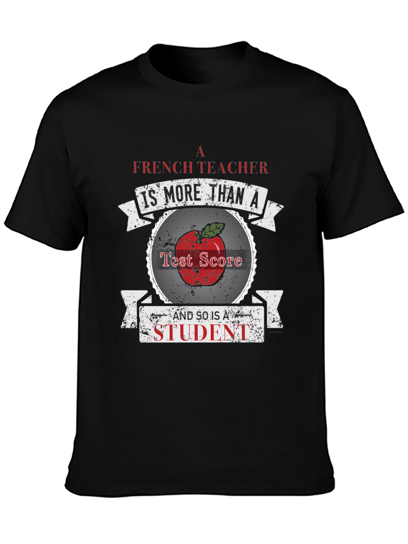 Black French Teacher T-Shirt - More Than A Test Score view 3