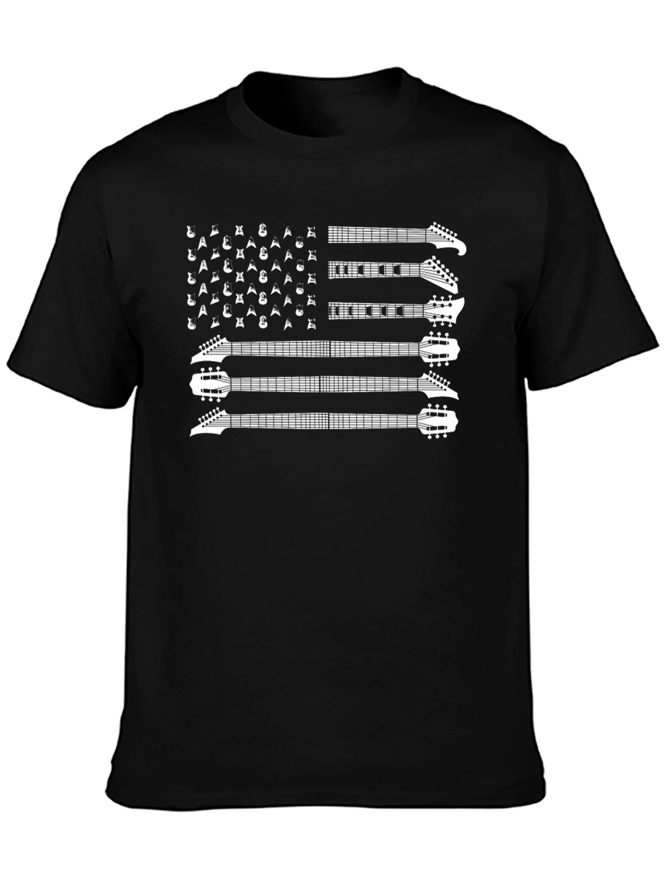 Black Guitar Flag Graphic T-Shirt view 3