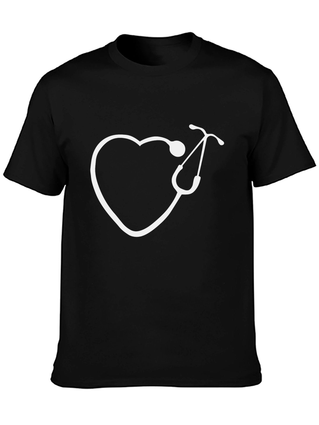 Black Heart Stethoscope Graphic Tee - Black Cotton view 3