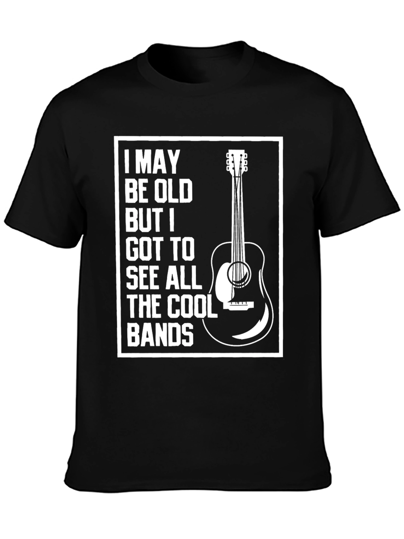 Black Cool Bands Guitar Graphic Tee view 3