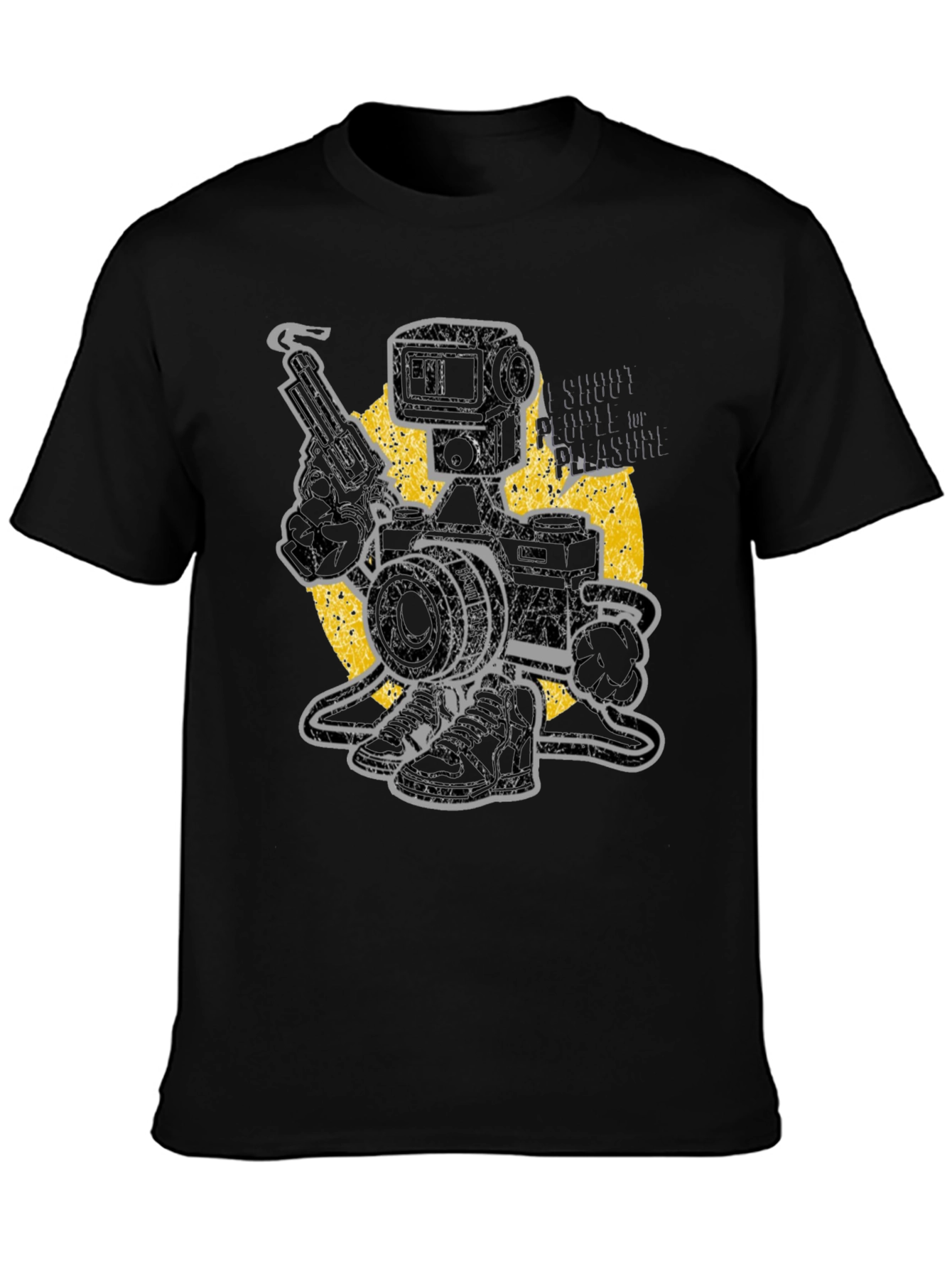 Black Retro Camera Robot T-Shirt - Shoot for Pleasure view 3