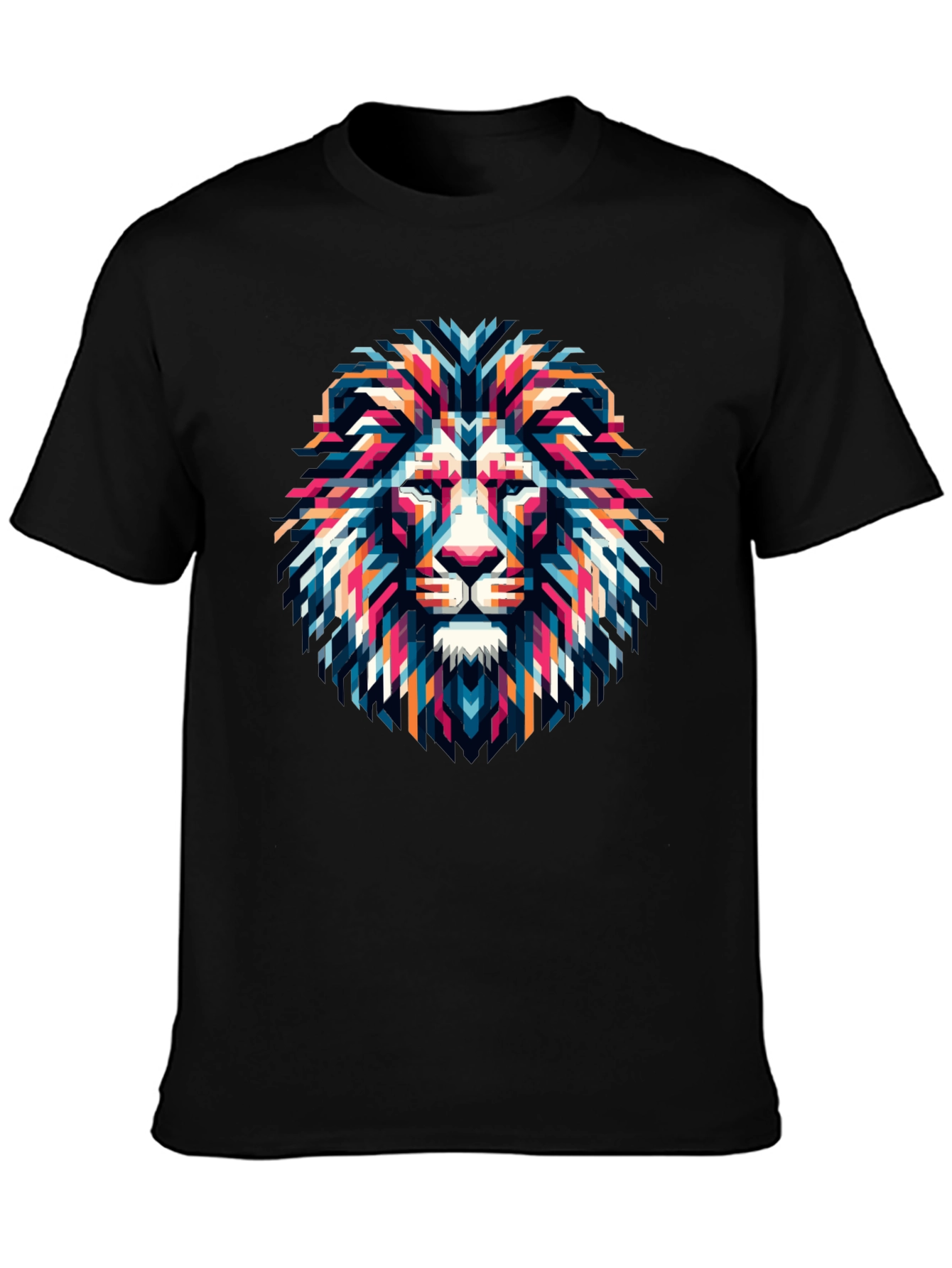 Black Geometric Lion Graphic Tee - Modern Artistic Style view 3