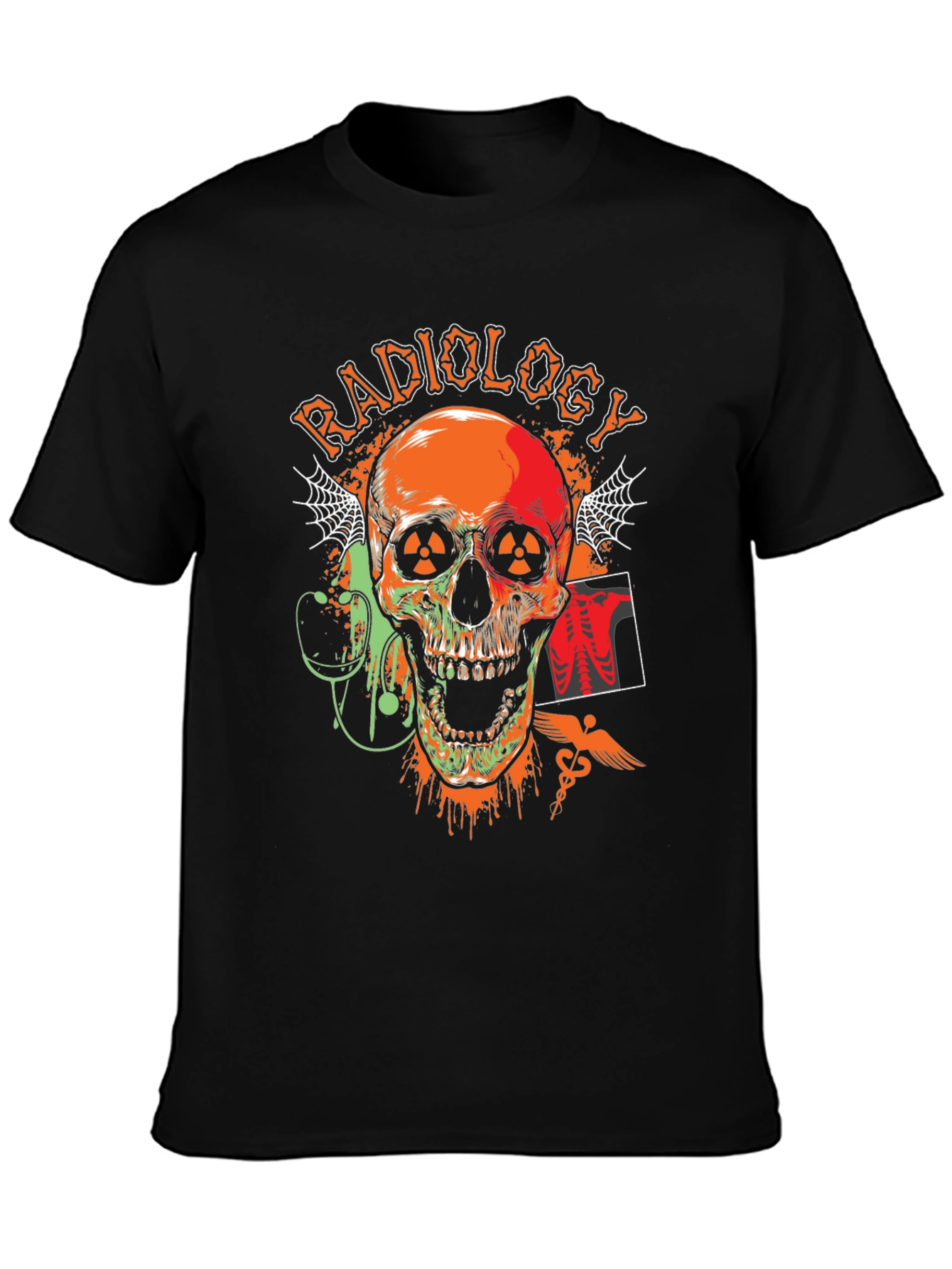 Black Radiology Skull Graphic T-Shirt - Black view 3