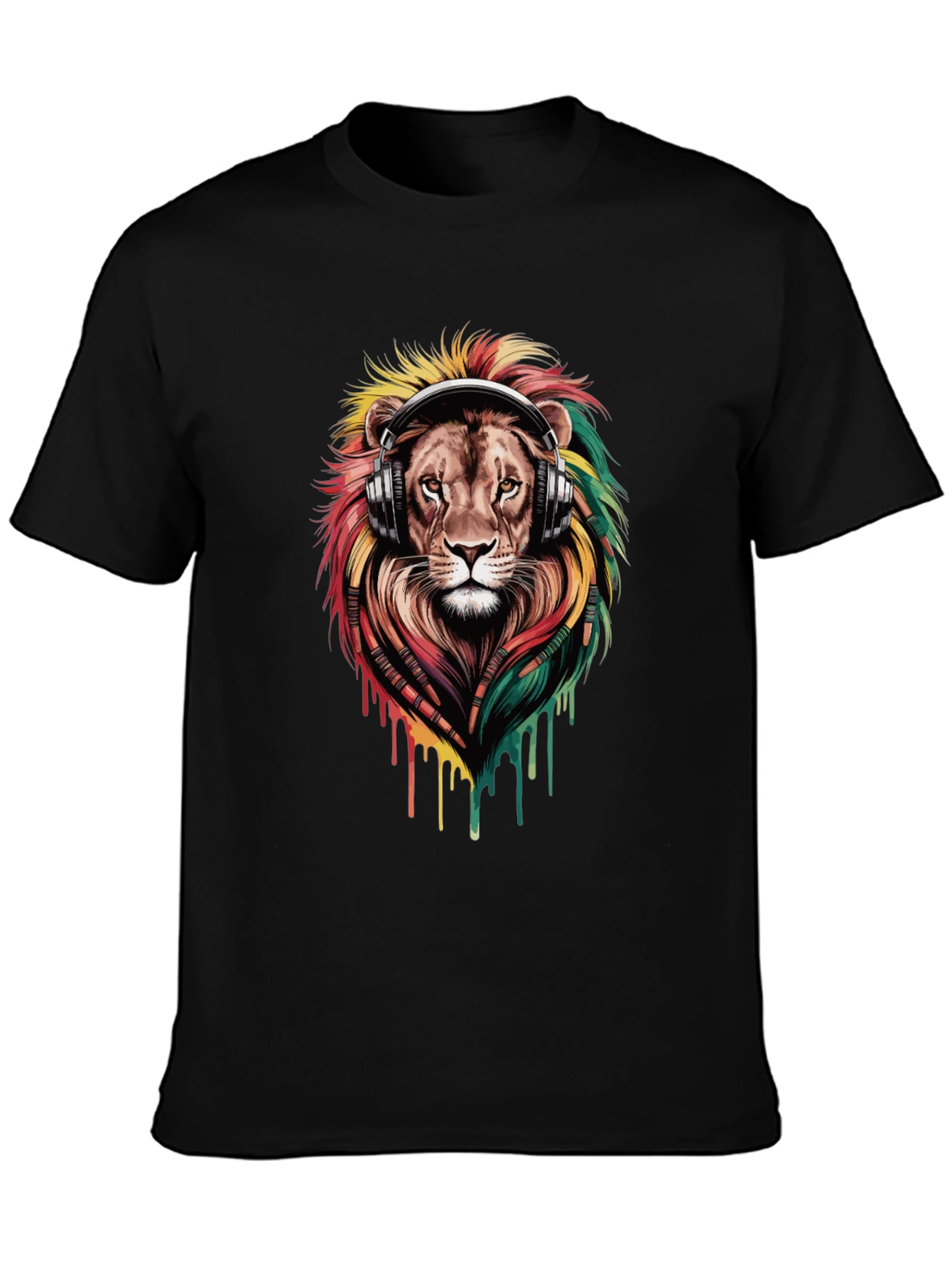 Black Lion Headphones Graphic Tee - Black view 3