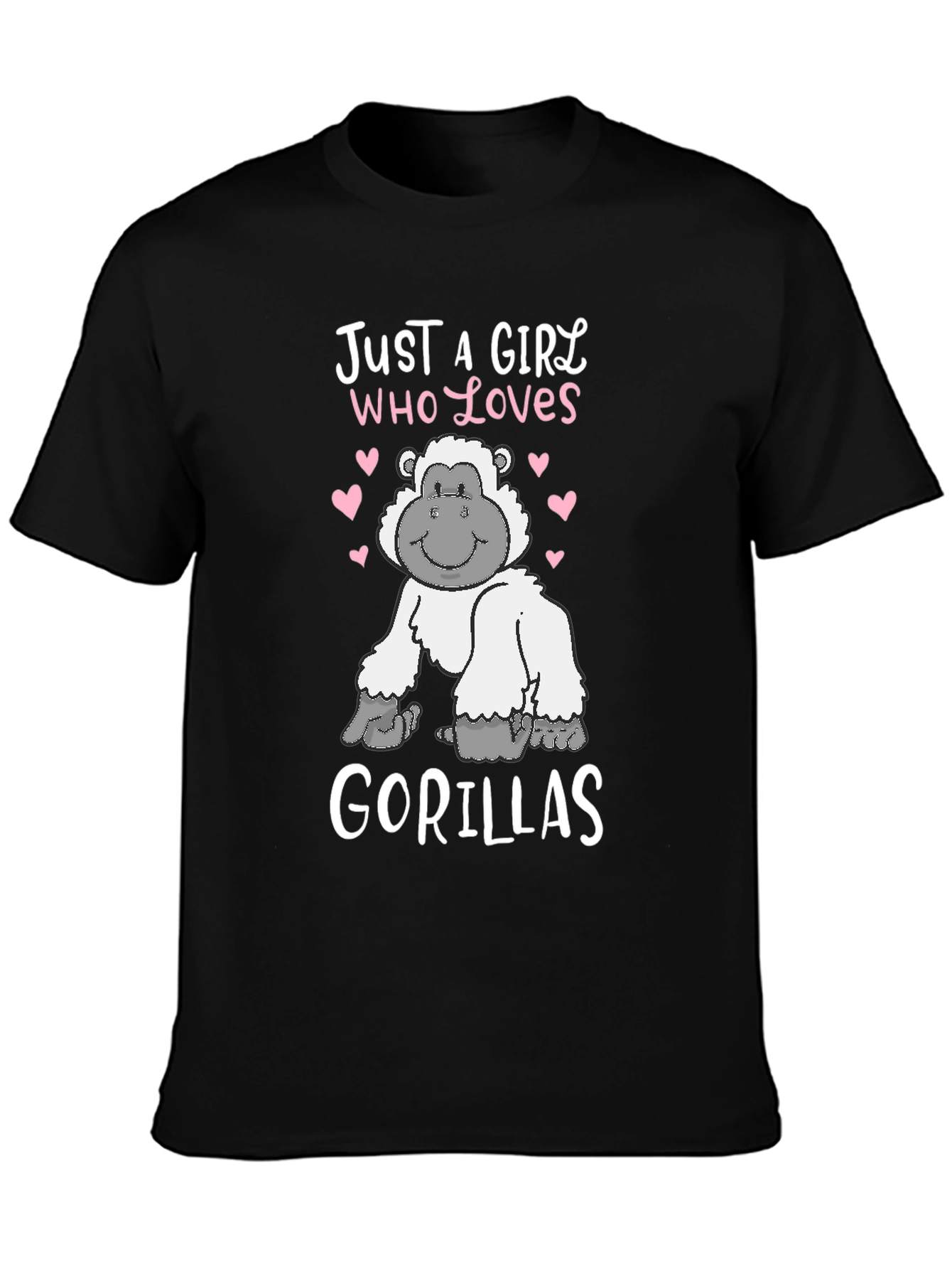 Black Just a Girl Who Loves Gorillas T-Shirt view 3