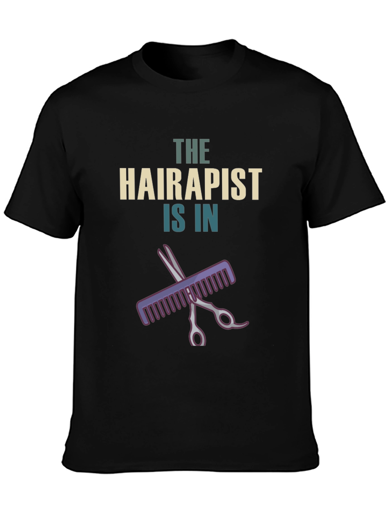 Black The Hairapist Is In Graphic T-Shirt view 3