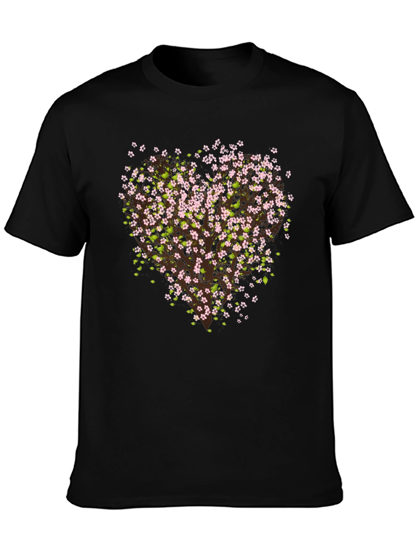 Black Cherry Blossom Tree Graphic Black T-Shirt view 3