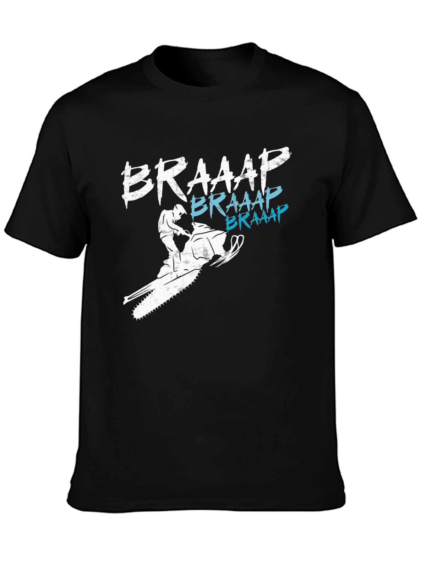 Black Braaap Snowmobile T-Shirt - Black Graphic Tee view 3
