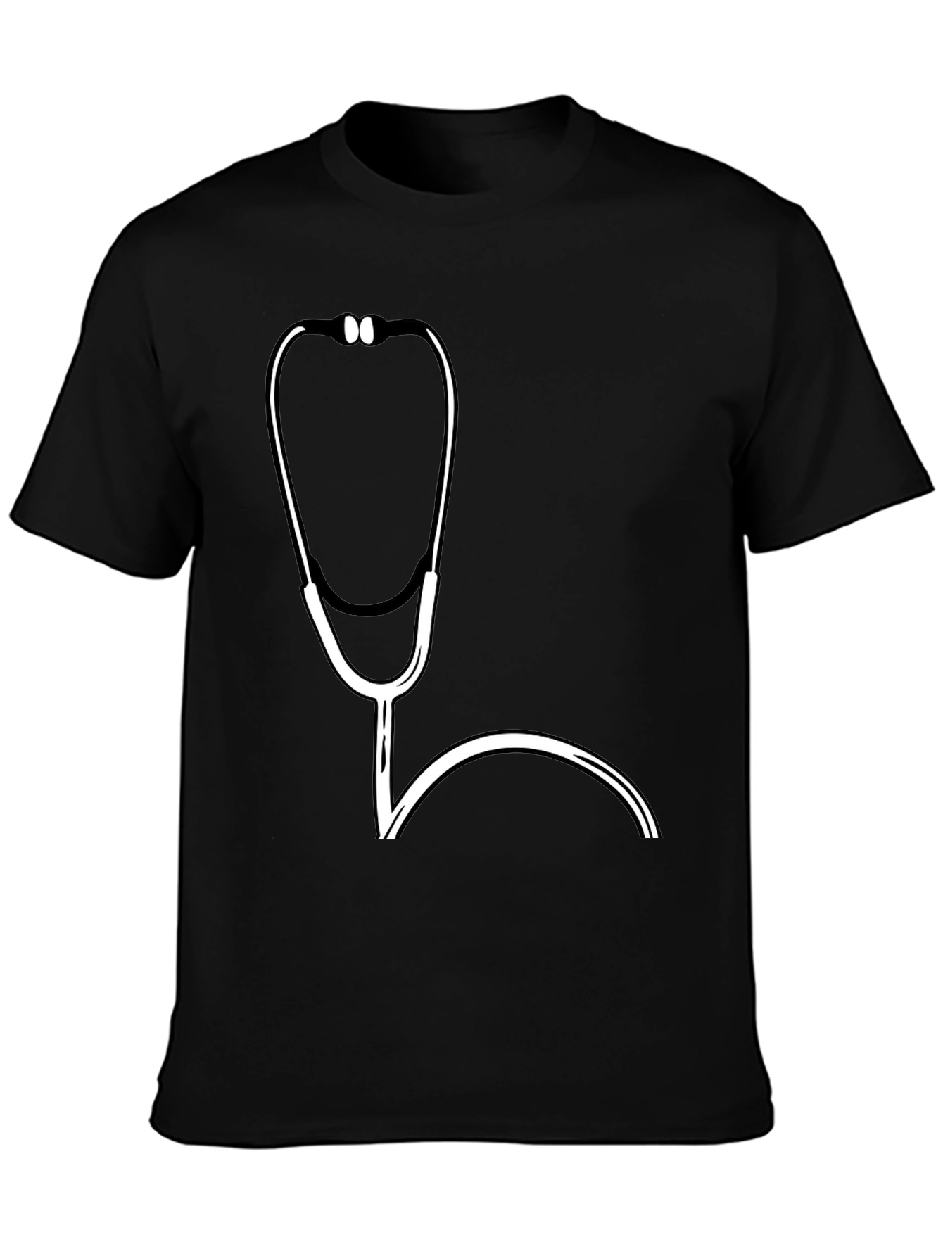 Black Doctor Stethoscope Graphic Tee - Medical Professional T-Shirt view 3