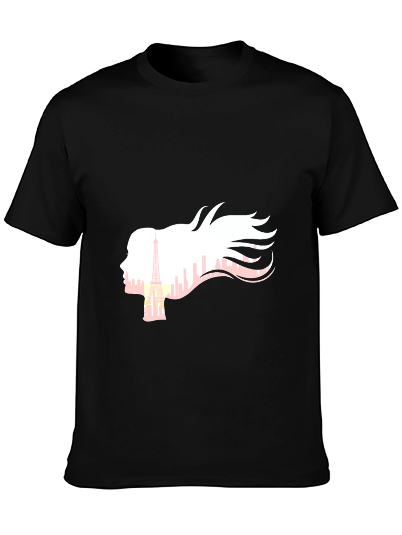 Black Paris Silhouette Graphic Tee - Stylish Black T-Shirt view 3